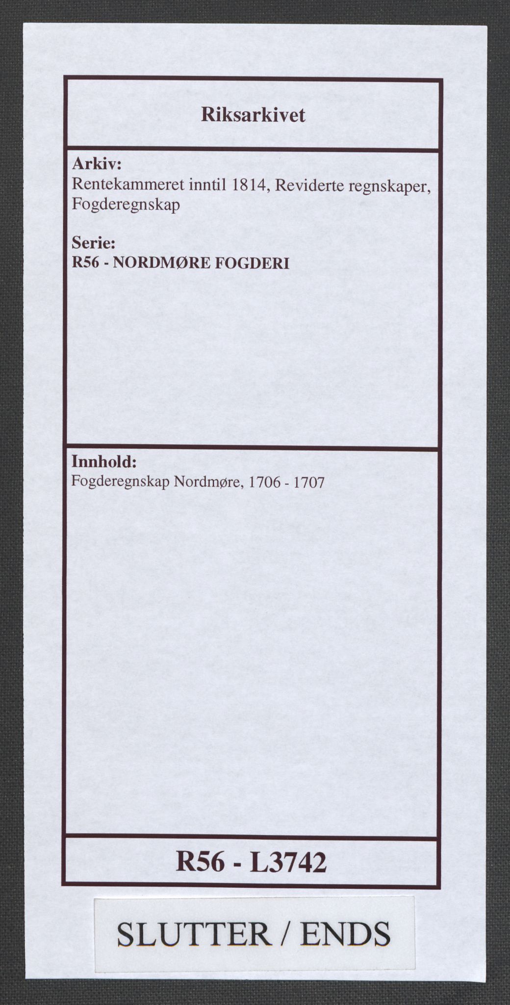 Rentekammeret inntil 1814, Reviderte regnskaper, Fogderegnskap, AV/RA-EA-4092/R56/L3742: Fogderegnskap Nordmøre, 1706-1707, p. 325