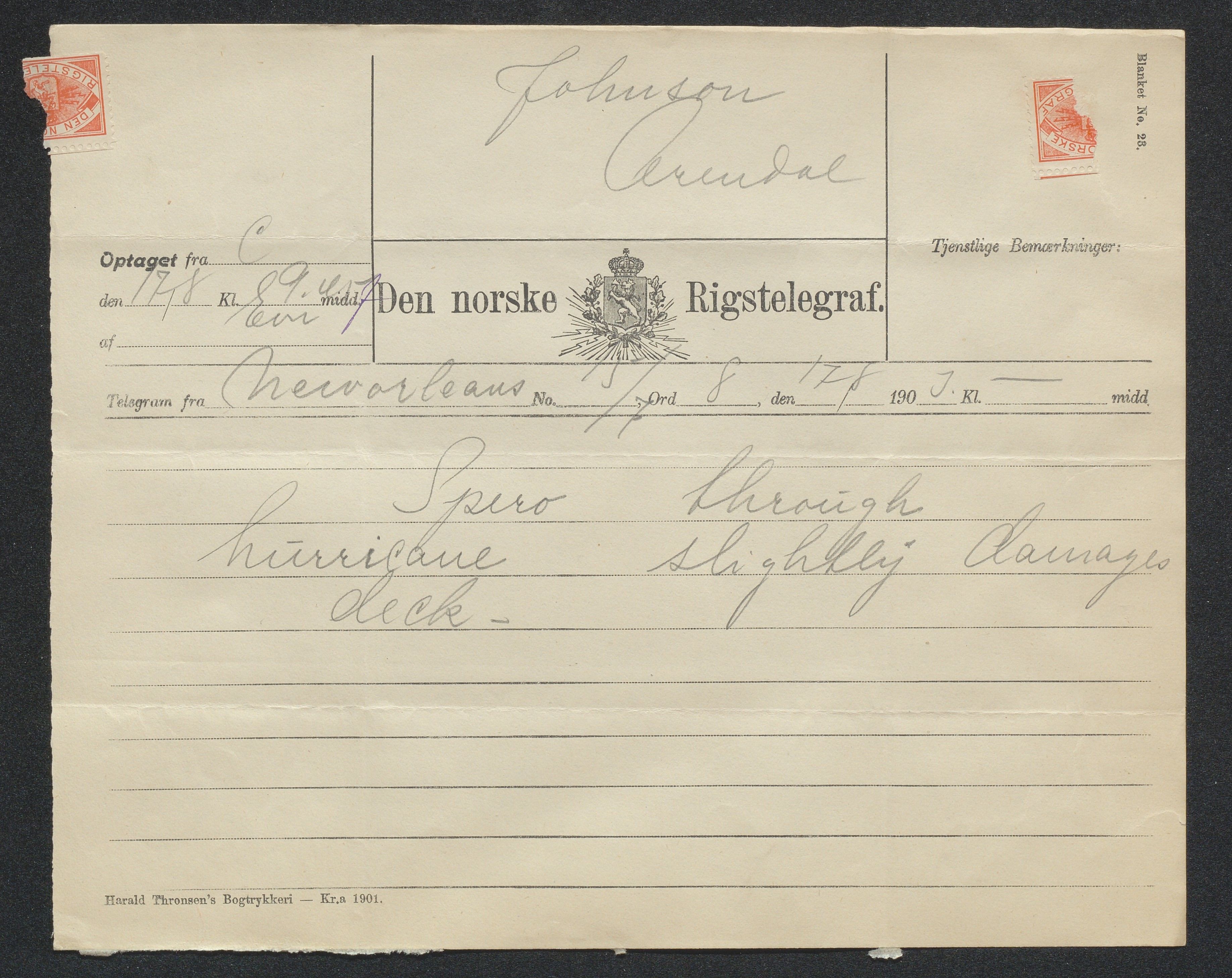 Arendals Dampskibsselskab (ADS), AAKS/PA-1716/1/15/L0018: Skipspapirer D/S Spero, 1898-1904