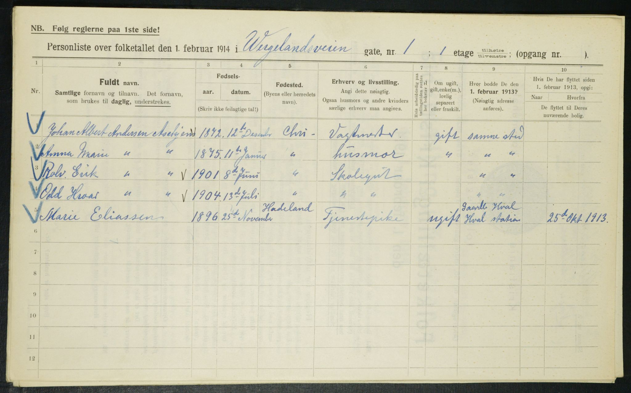 OBA, Municipal Census 1914 for Kristiania, 1914, p. 128771