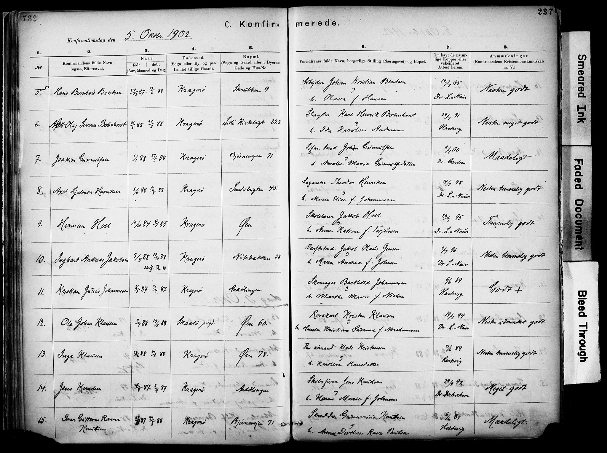 Kragerø kirkebøker, SAKO/A-278/F/Fa/L0012: Parish register (official) no. 12, 1880-1904, p. 237