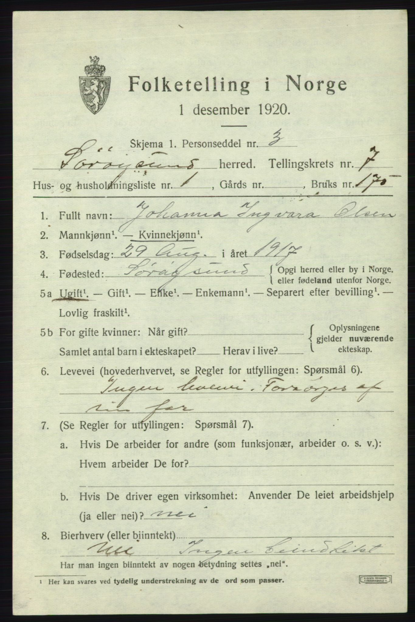 SATØ, 1920 census for Sørøysund rural district, 1920, p. 2786