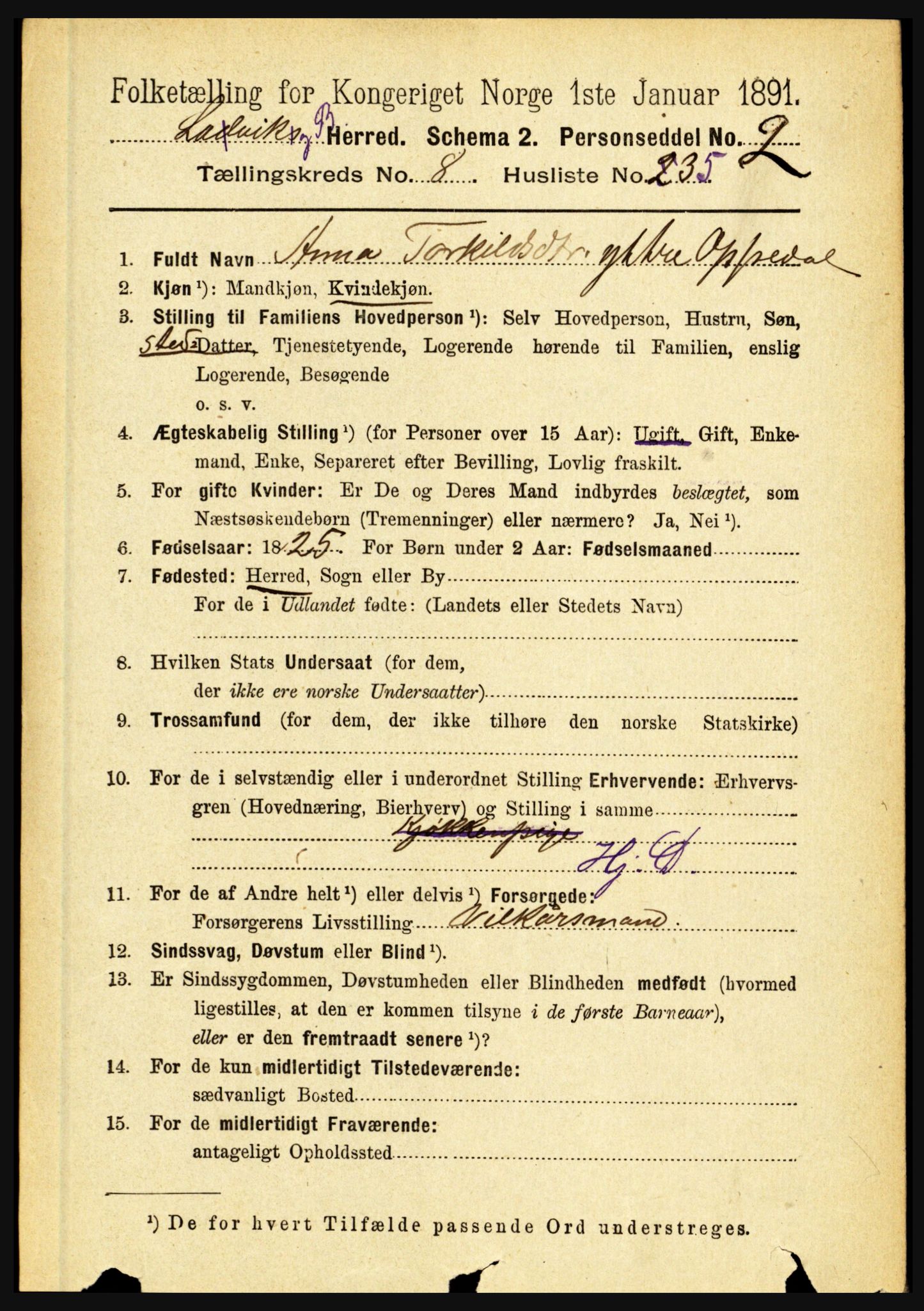 RA, 1891 census for 1415 Lavik og Brekke, 1891, p. 1772