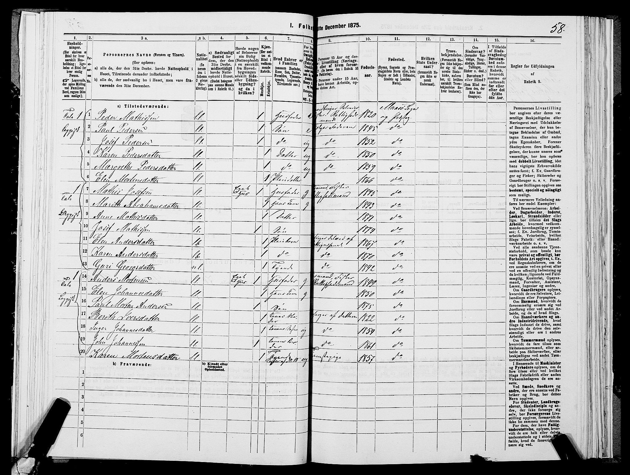 SATØ, 1875 census for 2018P Måsøy, 1875, p. 1058