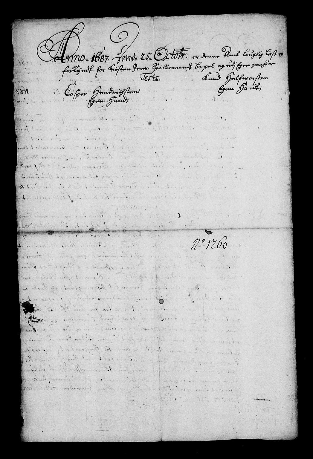 Stattholderembetet 1572-1771, RA/EA-2870/Af/L0002: Avskrifter av vedlegg til originale supplikker, nummerert i samsvar med supplikkbøkene, 1687-1689, p. 50