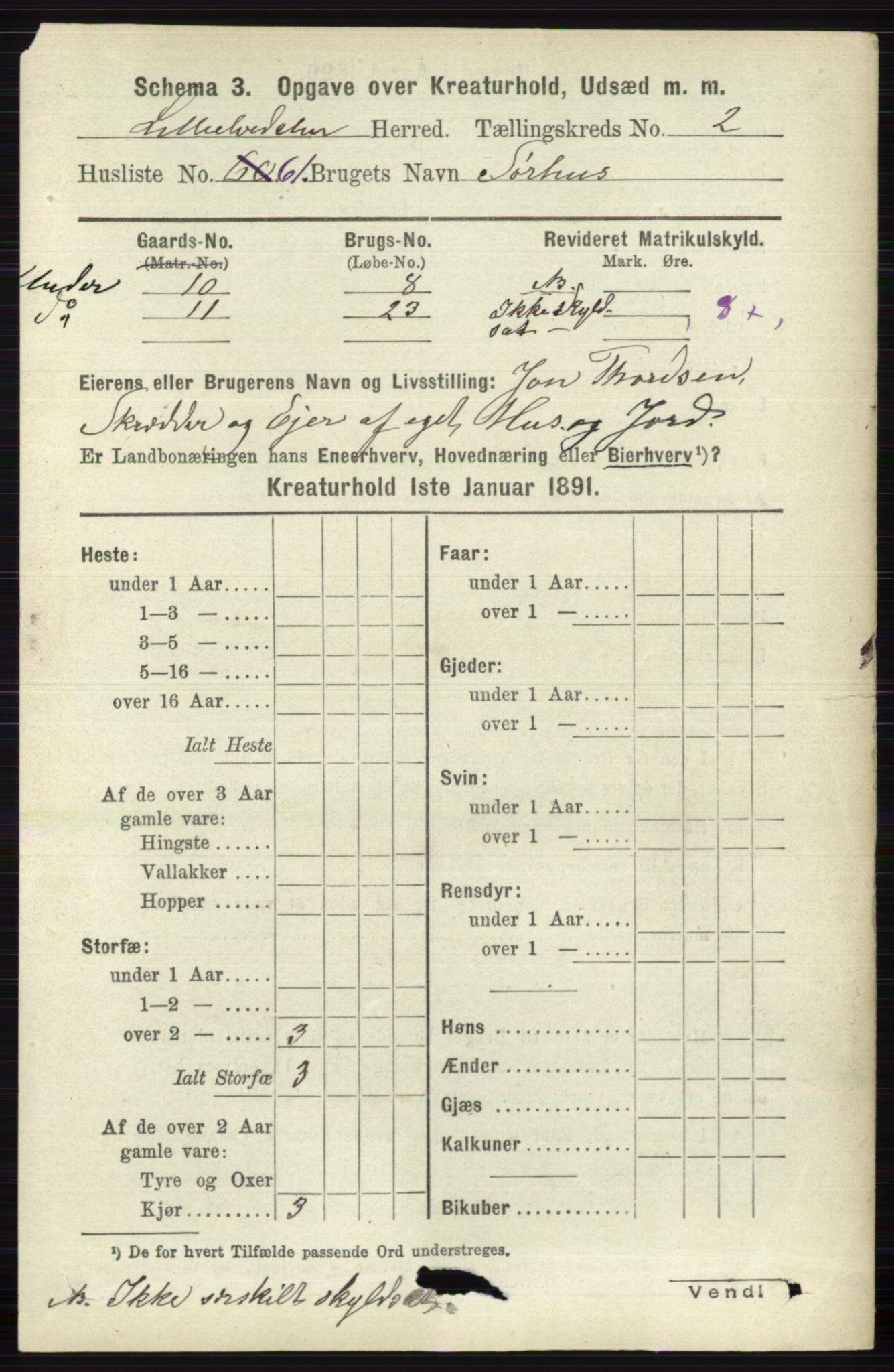 RA, 1891 census for 0438 Lille Elvedalen, 1891, p. 4160