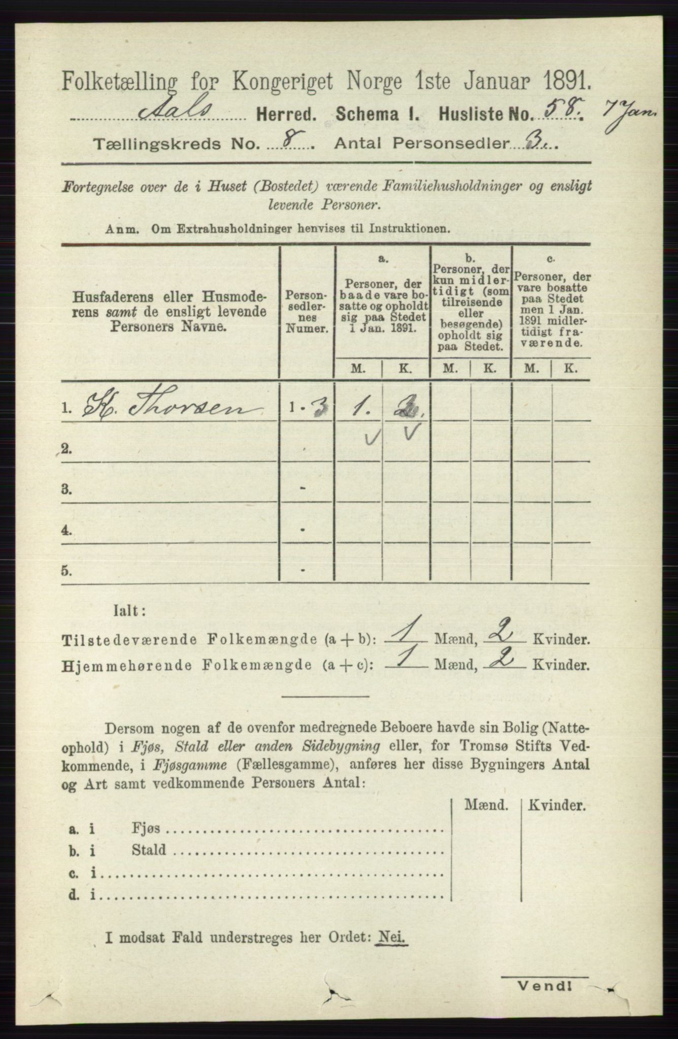 RA, 1891 census for 0619 Ål, 1891, p. 2087