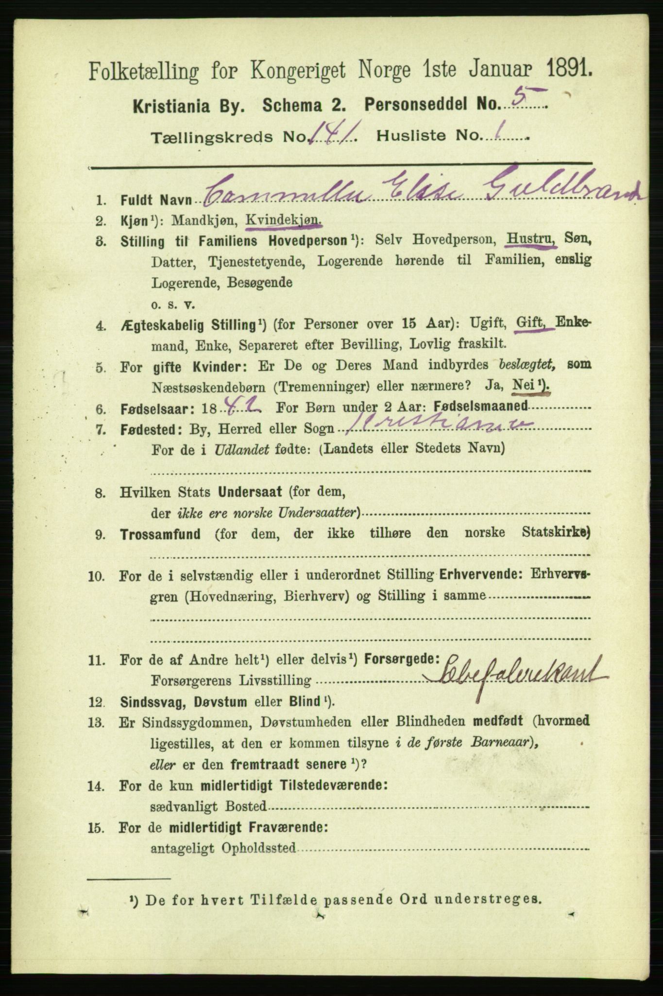 RA, 1891 census for 0301 Kristiania, 1891, p. 77972