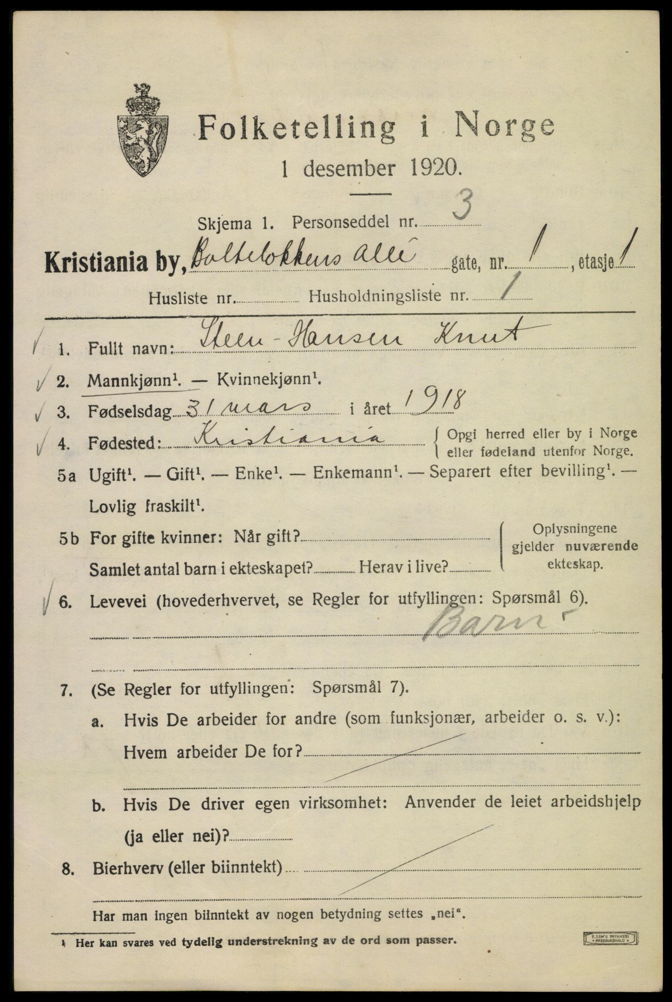 SAO, 1920 census for Kristiania, 1920, p. 167375