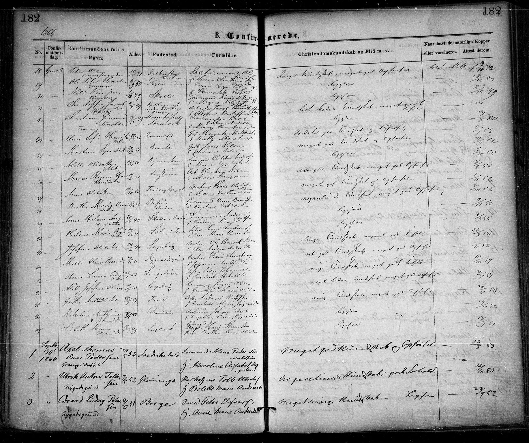 Glemmen prestekontor Kirkebøker, SAO/A-10908/F/Fa/L0008: Parish register (official) no. 8, 1862-1871, p. 182