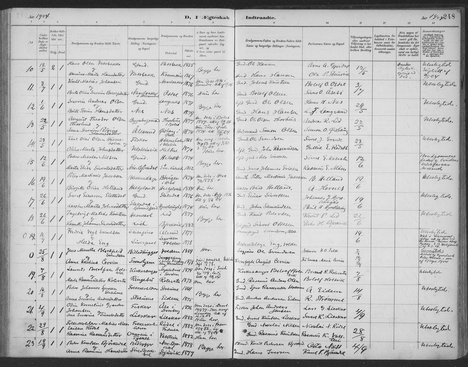 Ministerialprotokoller, klokkerbøker og fødselsregistre - Møre og Romsdal, AV/SAT-A-1454/511/L0142: Parish register (official) no. 511A09, 1891-1905, p. 248