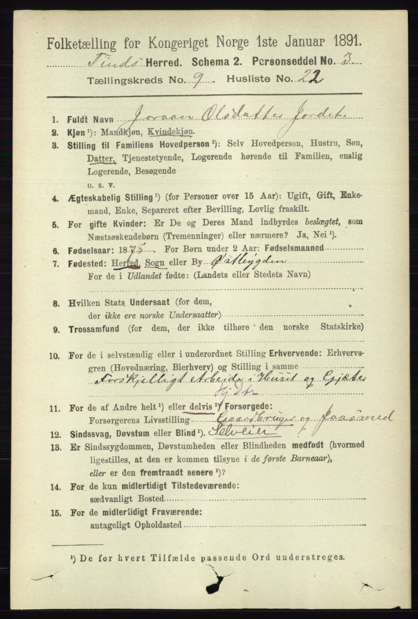 RA, 1891 census for 0826 Tinn, 1891, p. 1935