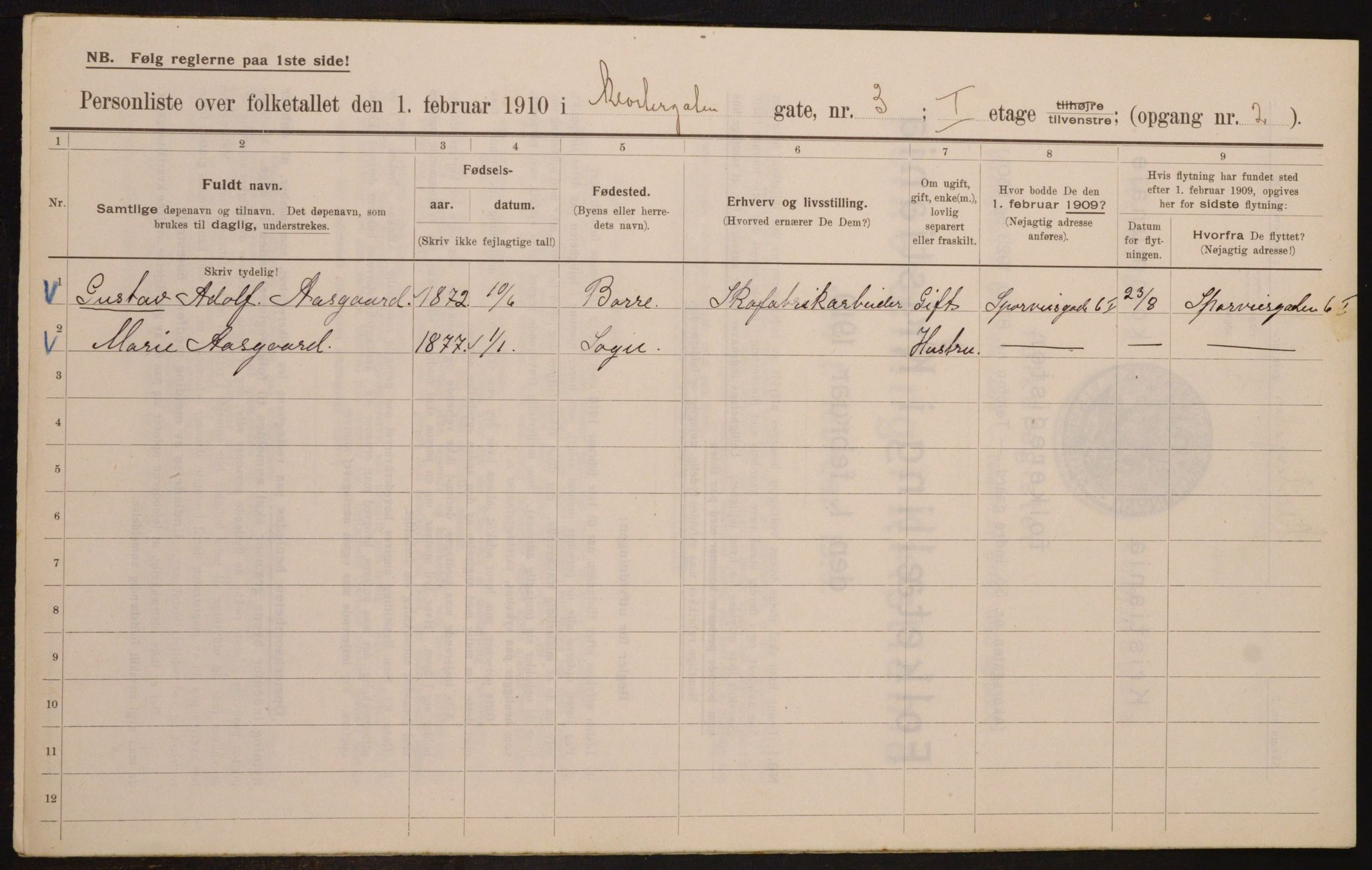 OBA, Municipal Census 1910 for Kristiania, 1910, p. 50628