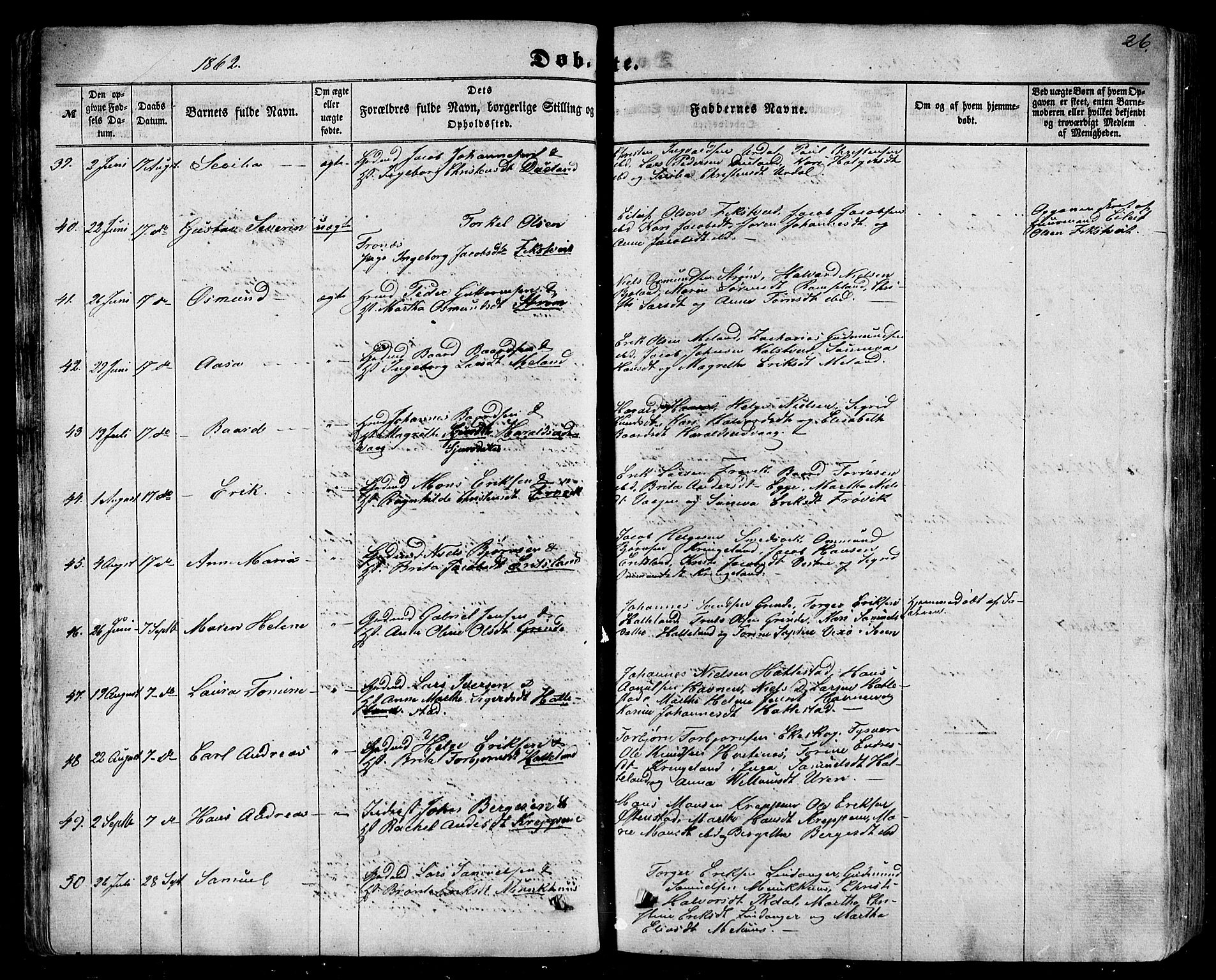 Skjold sokneprestkontor, AV/SAST-A-101847/H/Ha/Haa/L0008: Parish register (official) no. A 8, 1856-1882, p. 26