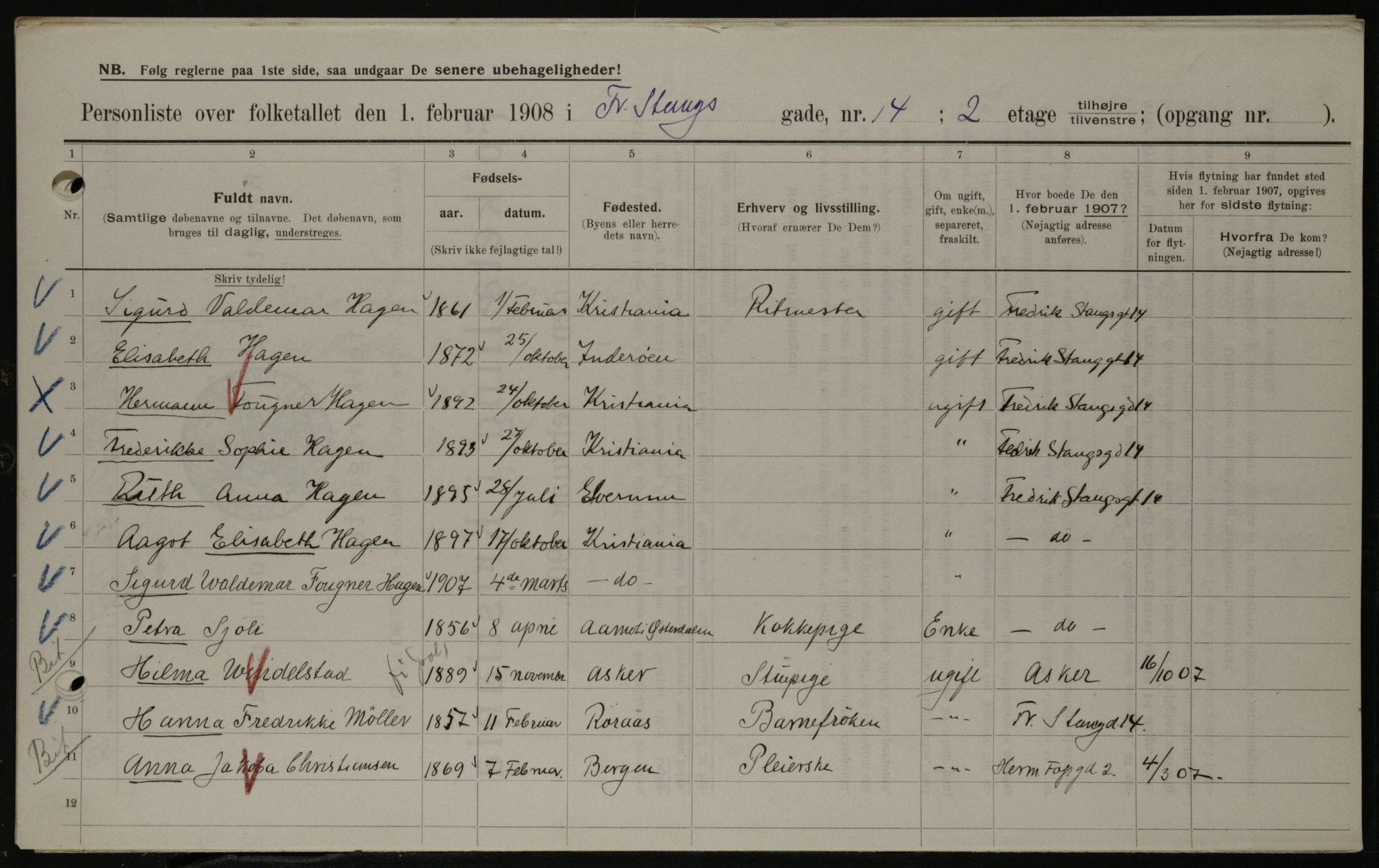 OBA, Municipal Census 1908 for Kristiania, 1908, p. 24064