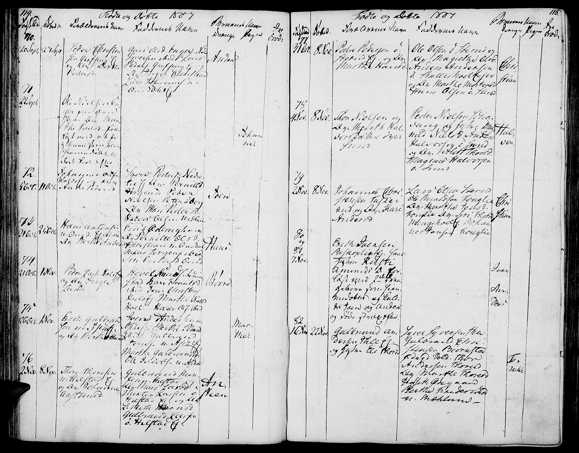 Nes prestekontor, Hedmark, AV/SAH-PREST-020/K/Ka/L0001: Parish register (official) no. 1, 1802-1814, p. 114-115