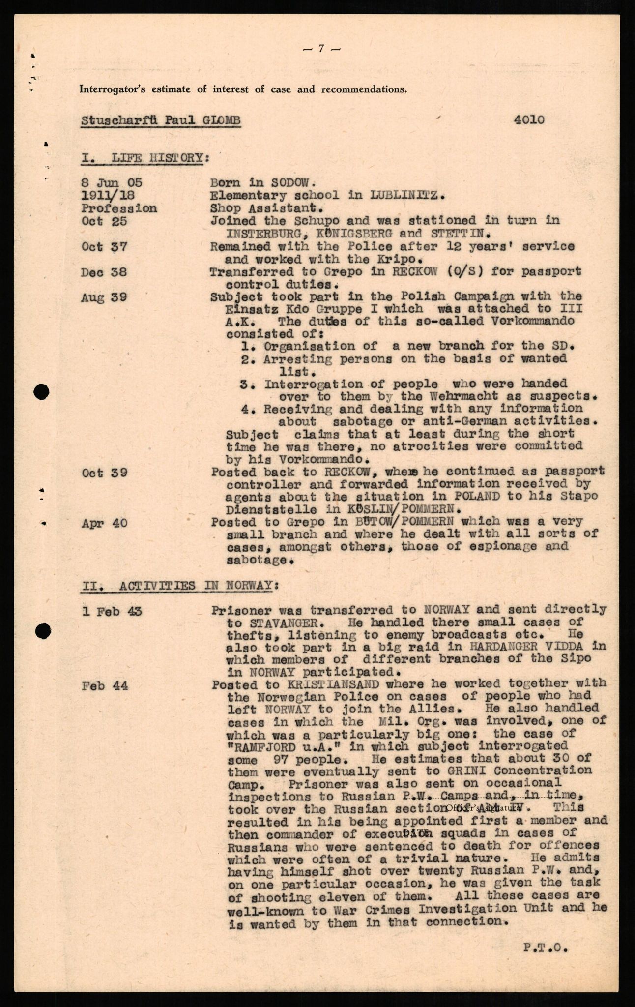 Forsvaret, Forsvarets overkommando II, AV/RA-RAFA-3915/D/Db/L0009: CI Questionaires. Tyske okkupasjonsstyrker i Norge. Tyskere., 1945-1946, p. 545