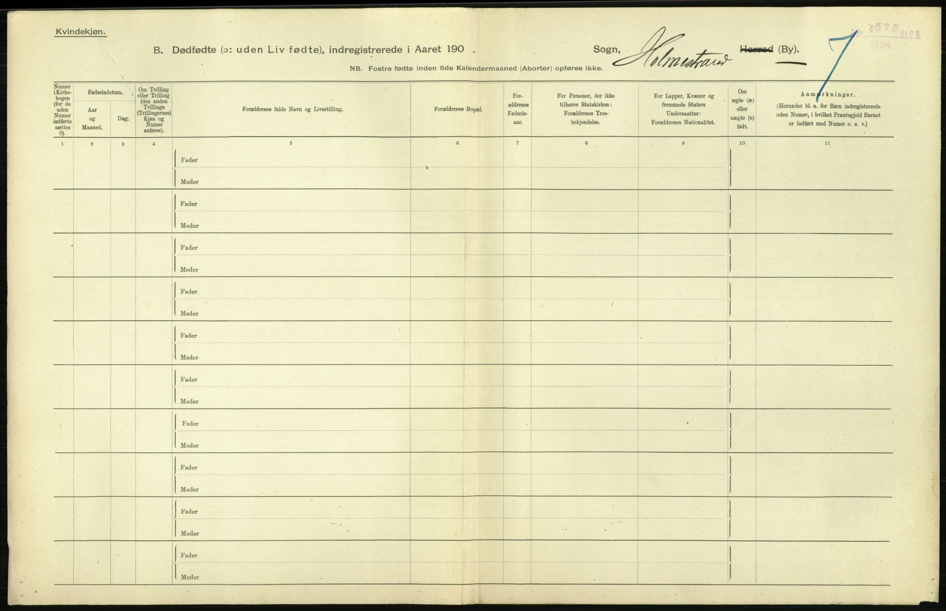 Statistisk sentralbyrå, Sosiodemografiske emner, Befolkning, AV/RA-S-2228/D/Df/Dfa/Dfaa/L0026: Smålenenes - Finnmarkens amt: Dødfødte. Byer., 1903, p. 144