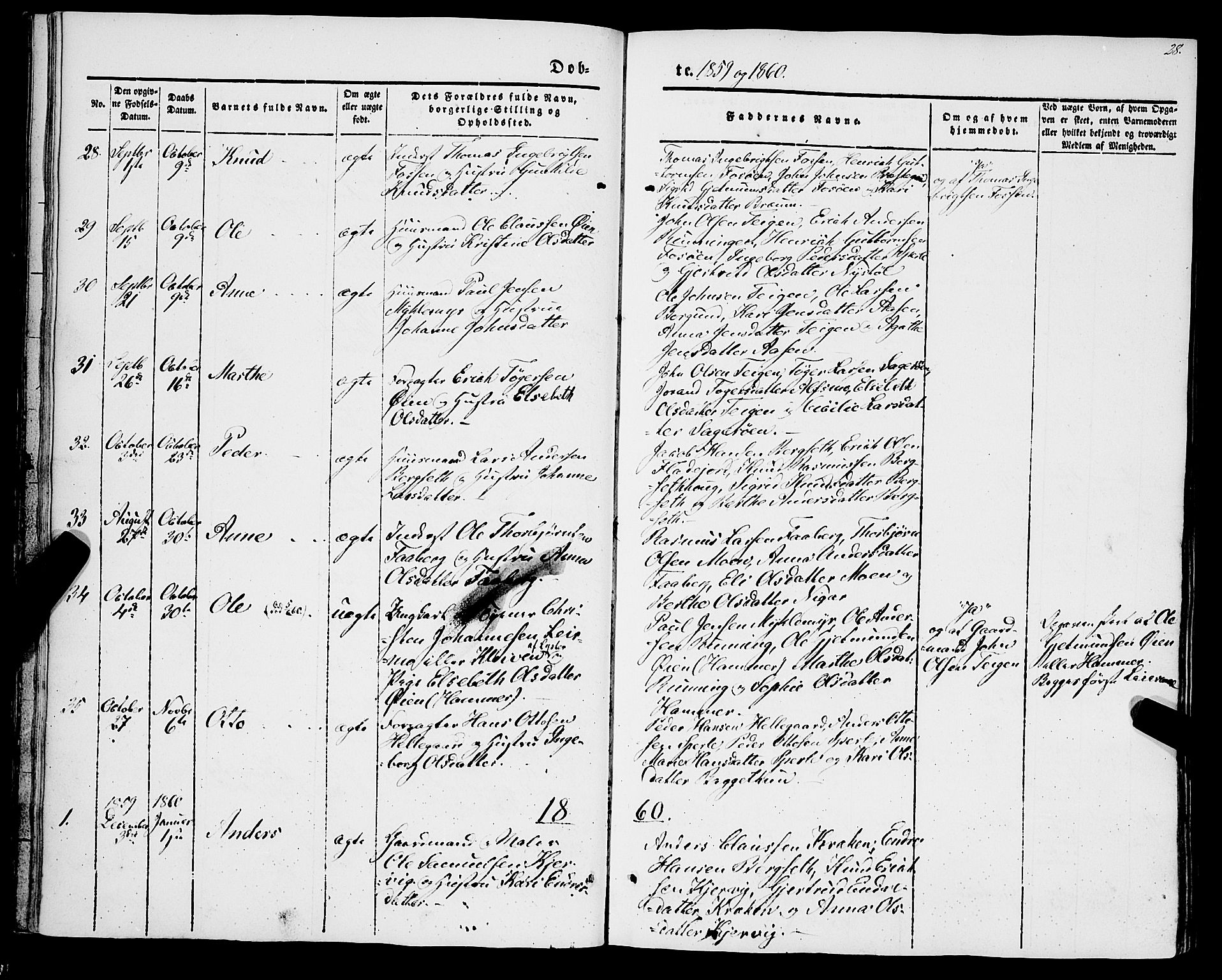 Jostedal sokneprestembete, AV/SAB-A-80601/H/Haa/Haaa/L0005: Parish register (official) no. A 5, 1849-1877, p. 28