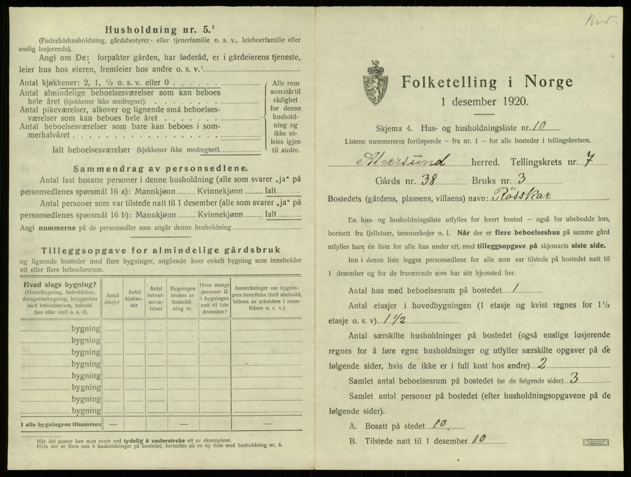 SAB, 1920 census for Alversund, 1920, p. 572