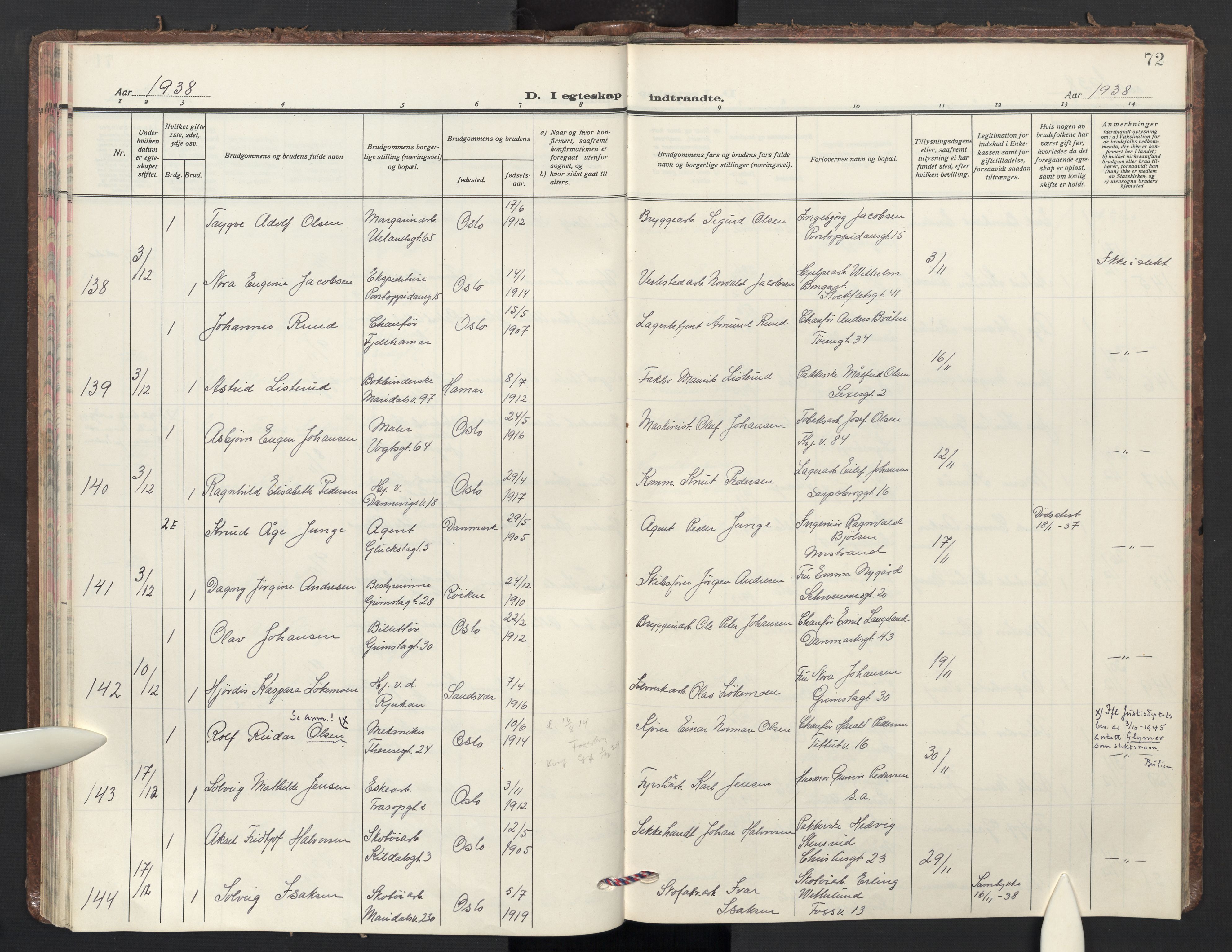 Sagene prestekontor Kirkebøker, AV/SAO-A-10796/F/L0018: Parish register (official) no. 18, 1935-1940, p. 72