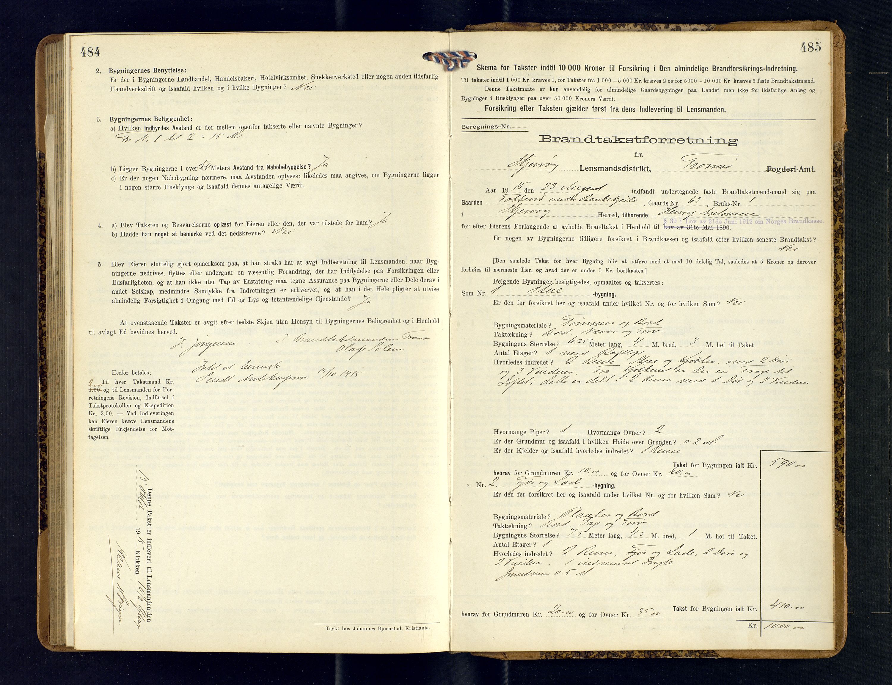 Skjervøy lensmannskontor, AV/SATØ-SATØ-63/F/Fu/Fub/L0249: Branntakstprotokoll (S), 1913-1915, p. 484-485