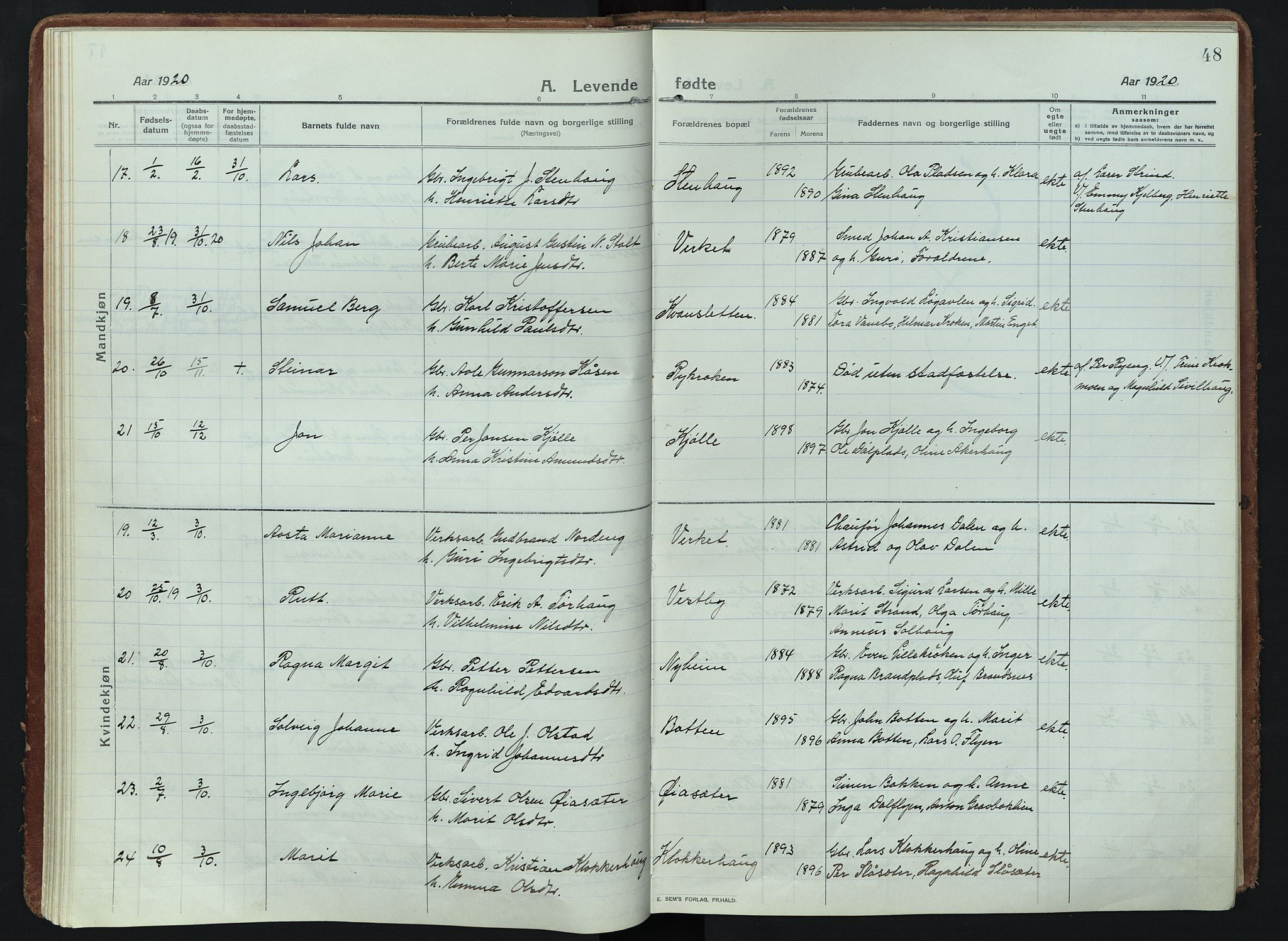 Alvdal prestekontor, AV/SAH-PREST-060/H/Ha/Haa/L0005: Parish register (official) no. 5, 1913-1930, p. 48