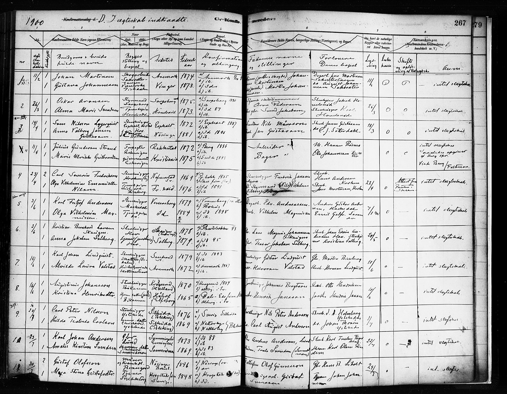 Idd prestekontor Kirkebøker, SAO/A-10911/F/Fc/L0006a: Parish register (official) no. III 6A, 1878-1903, p. 267