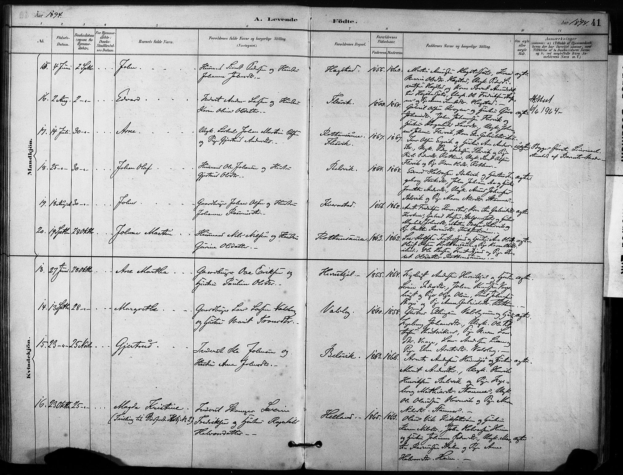 Ministerialprotokoller, klokkerbøker og fødselsregistre - Sør-Trøndelag, SAT/A-1456/633/L0518: Parish register (official) no. 633A01, 1884-1906, p. 41