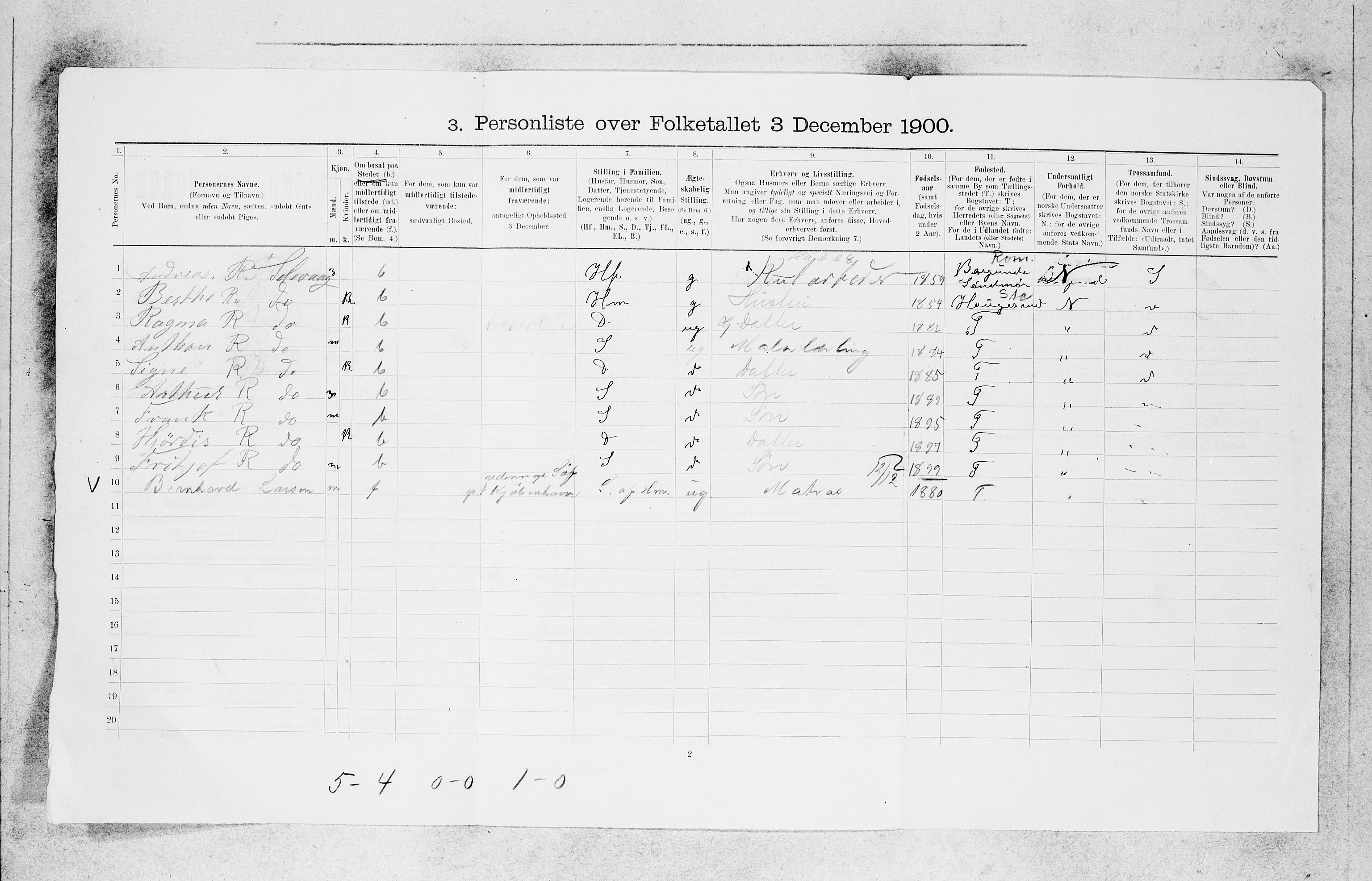 SAB, 1900 census for Bergen, 1900, p. 24761