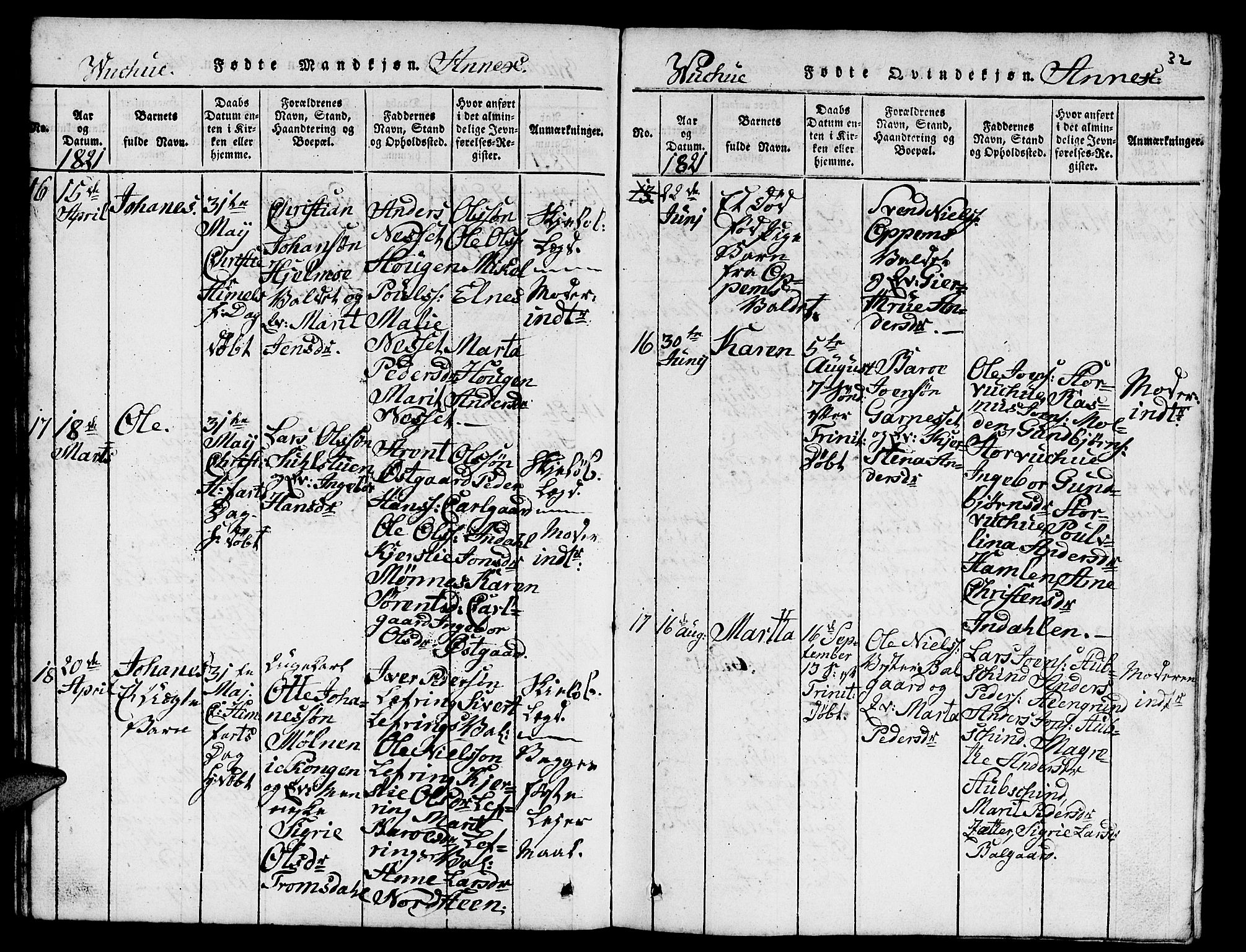 Ministerialprotokoller, klokkerbøker og fødselsregistre - Nord-Trøndelag, AV/SAT-A-1458/724/L0265: Parish register (copy) no. 724C01, 1816-1845, p. 32