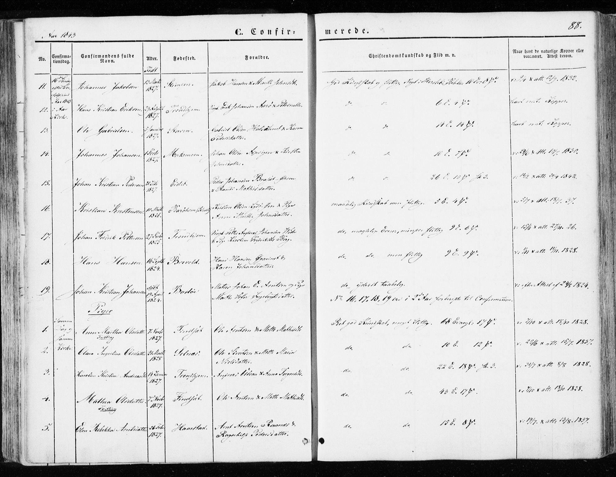 Ministerialprotokoller, klokkerbøker og fødselsregistre - Sør-Trøndelag, SAT/A-1456/655/L0677: Parish register (official) no. 655A06, 1847-1860, p. 88