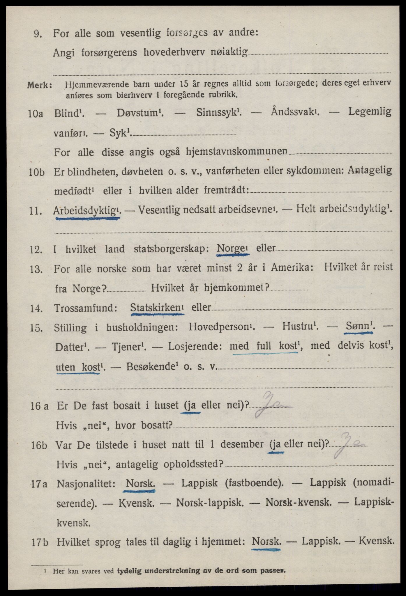 SAT, 1920 census for Ørland, 1920, p. 2232