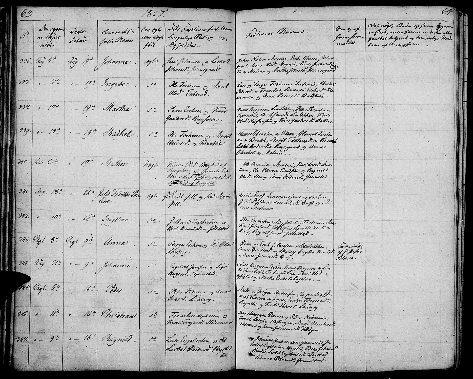 Øyer prestekontor, SAH/PREST-084/H/Ha/Haa/L0004: Parish register (official) no. 4, 1824-1841, p. 63-64