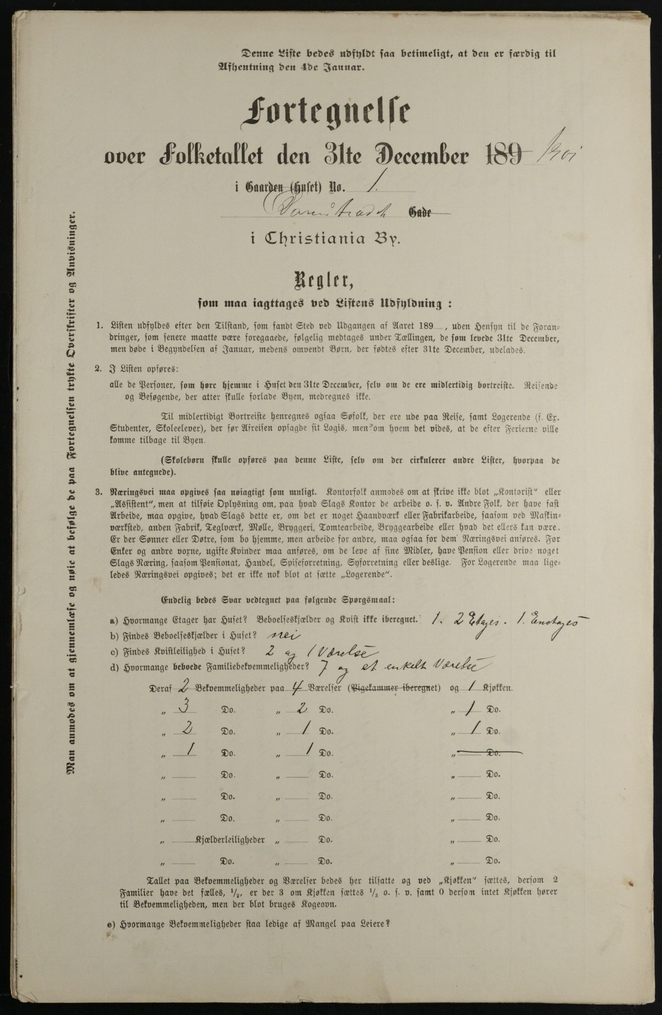 OBA, Municipal Census 1901 for Kristiania, 1901, p. 2313