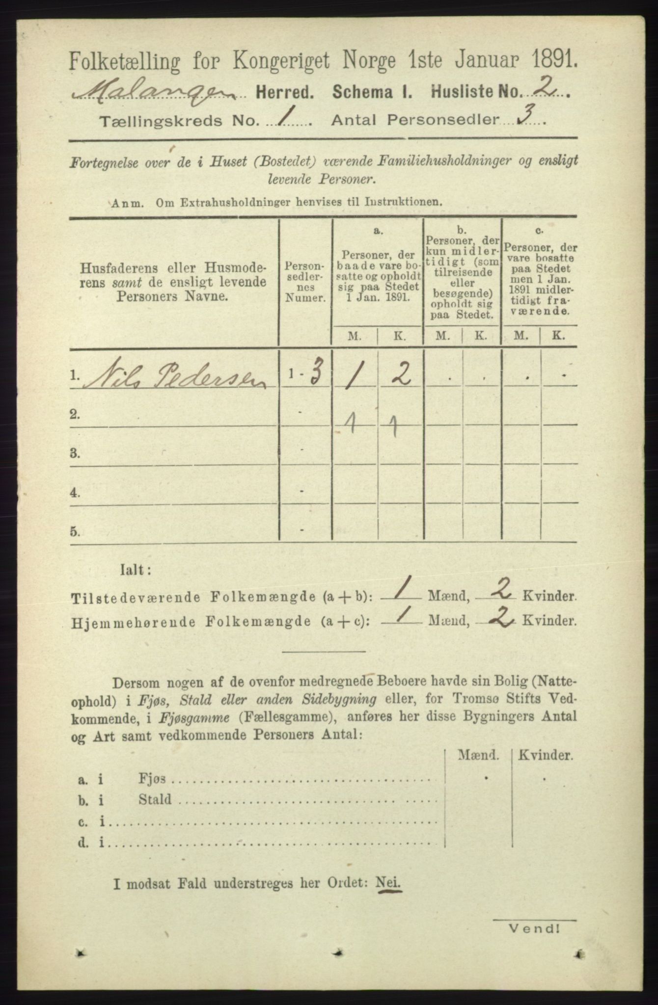 RA, 1891 census for 1932 Malangen, 1891, p. 17