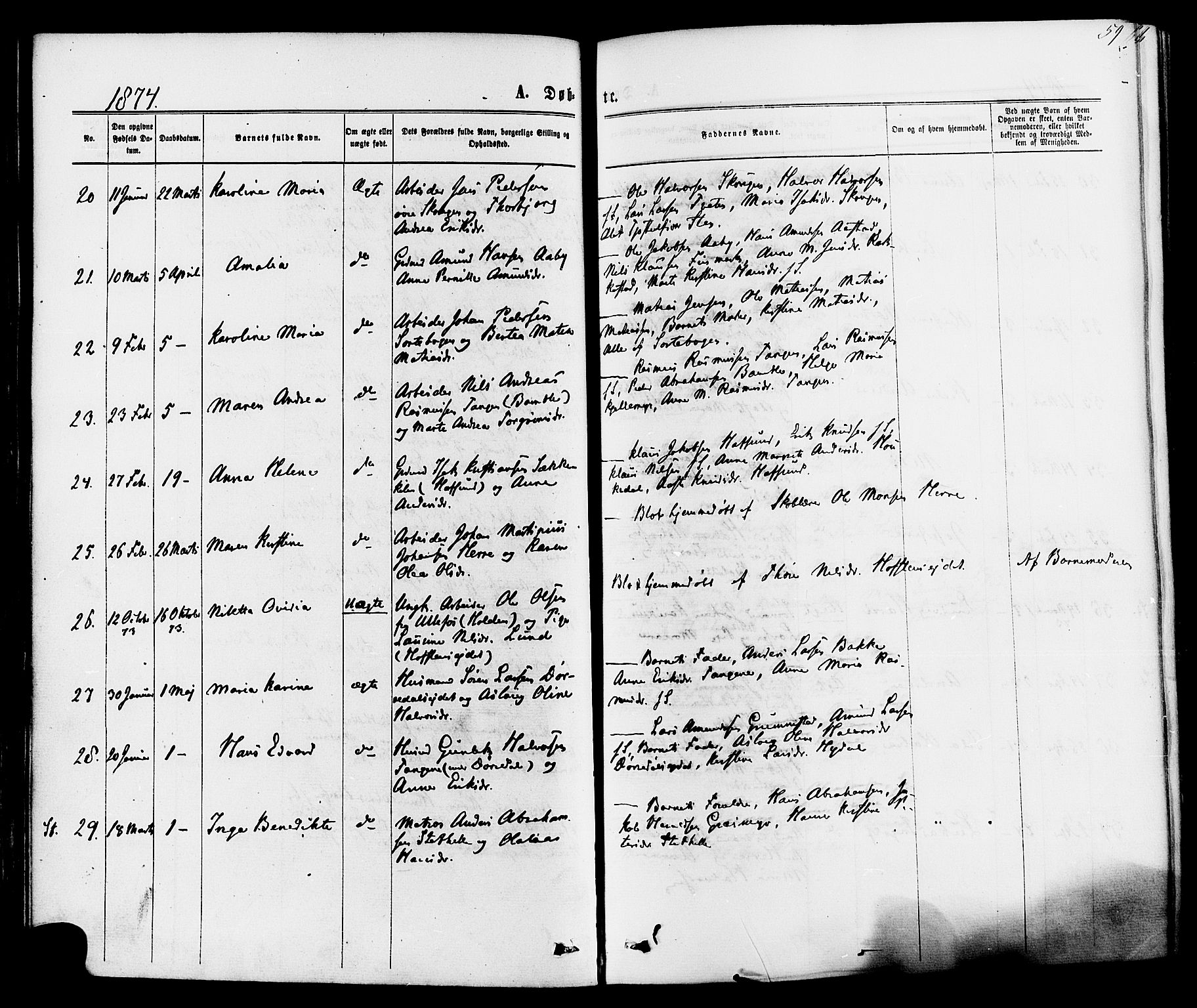 Bamble kirkebøker, AV/SAKO-A-253/F/Fa/L0006: Parish register (official) no. I 6, 1869-1877, p. 59