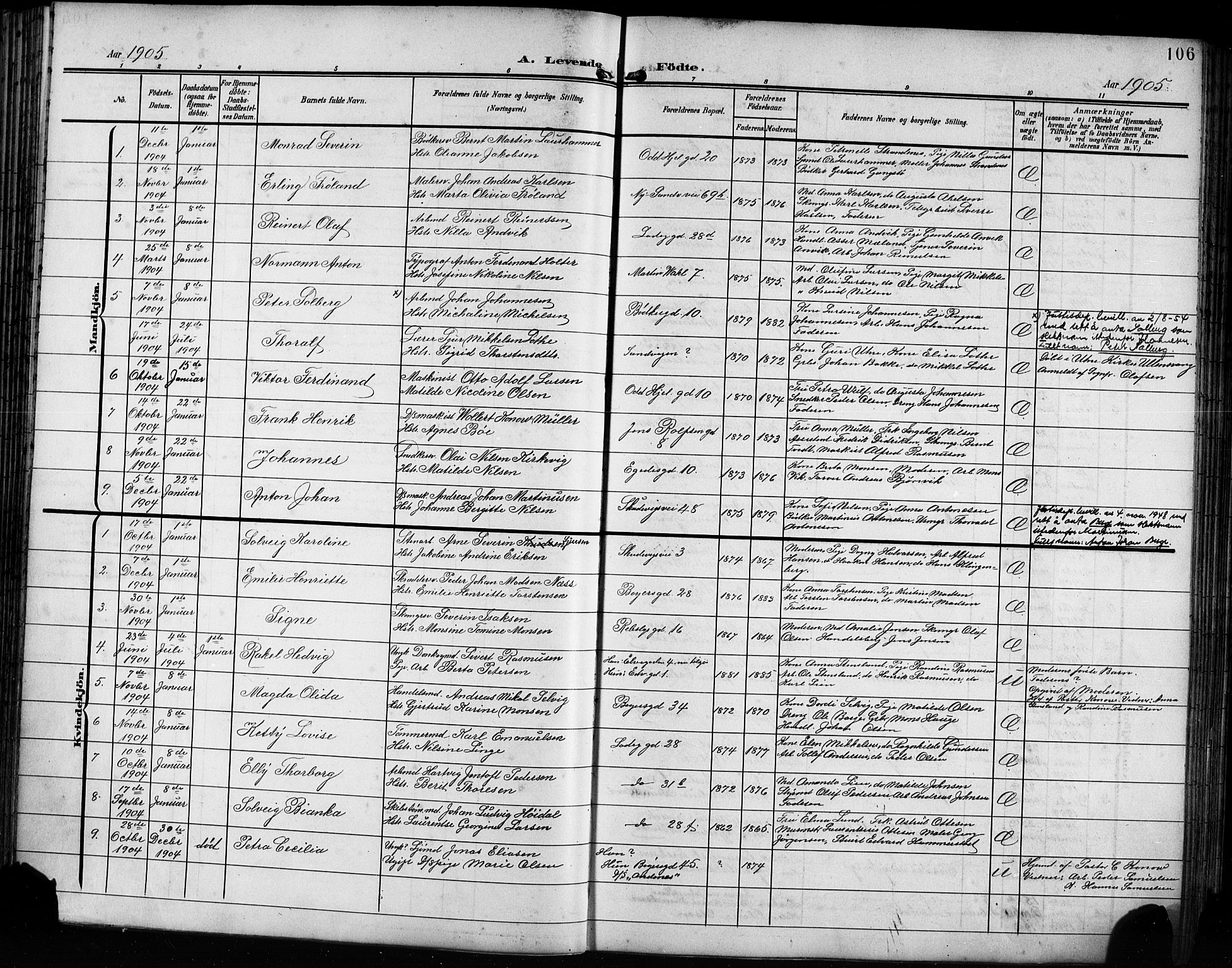 Sandviken Sokneprestembete, SAB/A-77601/H/Hb/L0004: Parish register (copy) no. B 1, 1901-1914, p. 106