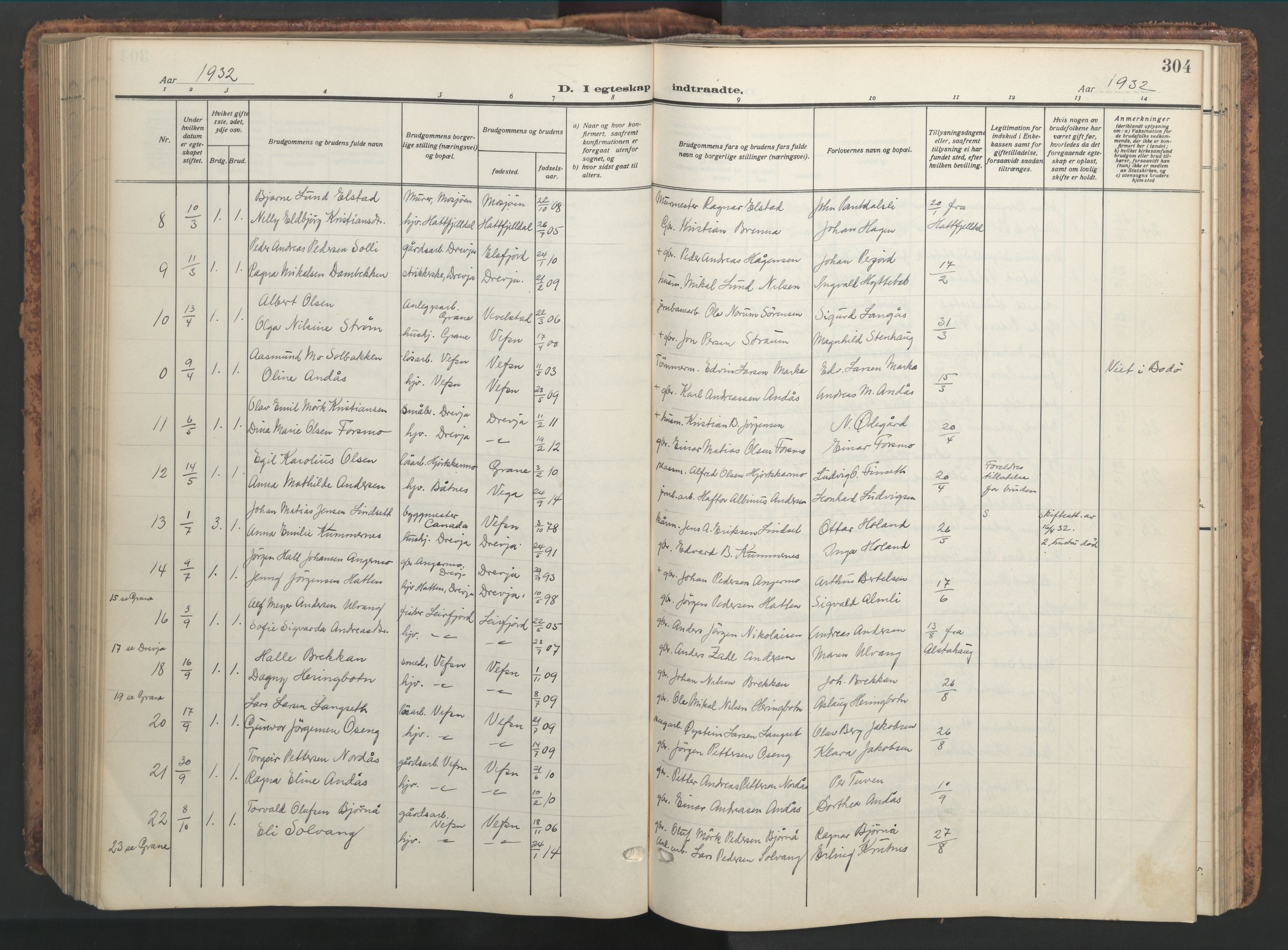 Ministerialprotokoller, klokkerbøker og fødselsregistre - Nordland, AV/SAT-A-1459/820/L0302: Parish register (copy) no. 820C04, 1917-1948, p. 304