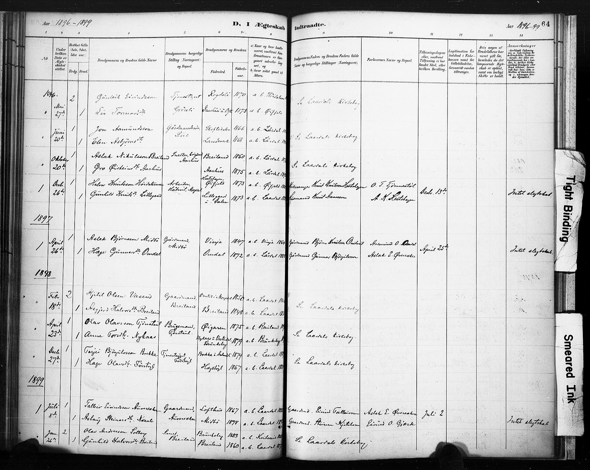 Lårdal kirkebøker, SAKO/A-284/F/Fc/L0002: Parish register (official) no. III 2, 1887-1906, p. 64
