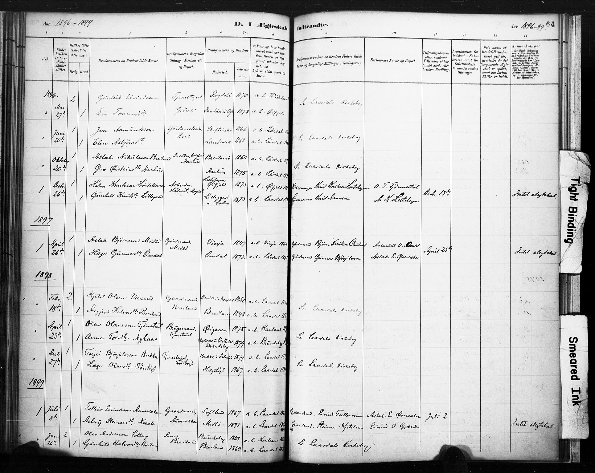 Lårdal kirkebøker, AV/SAKO-A-284/F/Fc/L0002: Parish register (official) no. III 2, 1887-1906, p. 64