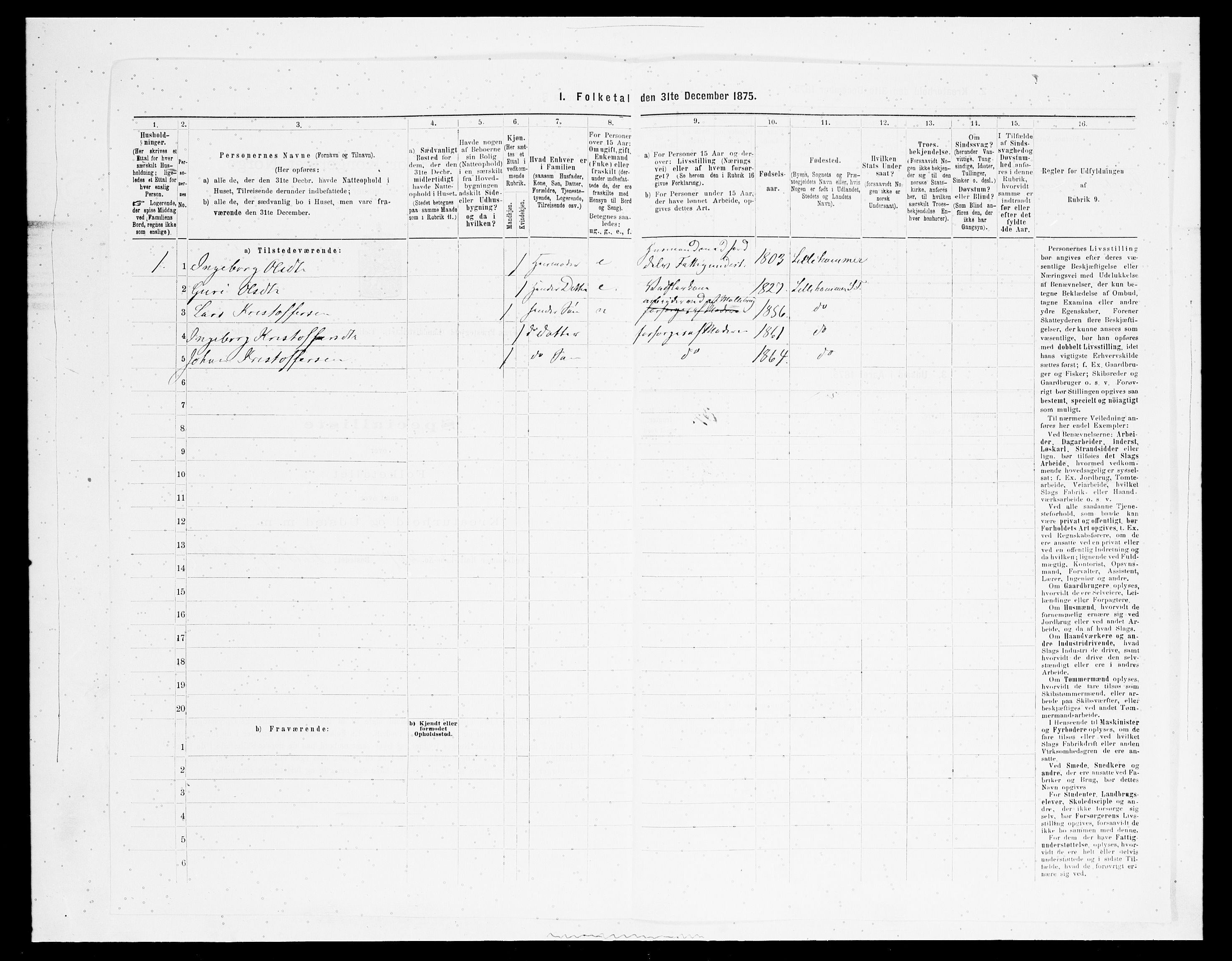 SAH, 1875 census for 0524L Fåberg/Fåberg og Lillehammer, 1875, p. 1962