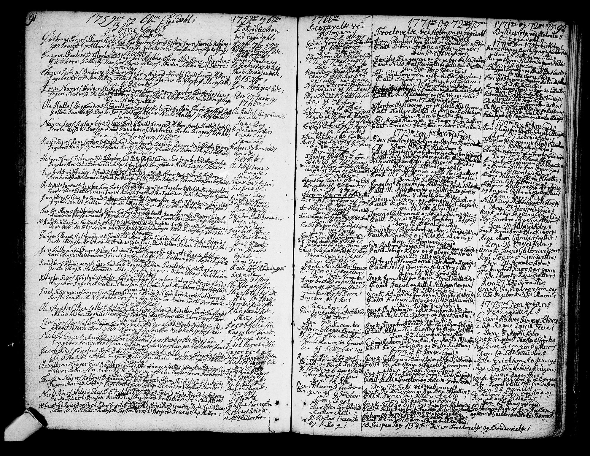 Sigdal kirkebøker, SAKO/A-245/F/Fa/L0001: Parish register (official) no. I 1, 1722-1777, p. 91-92