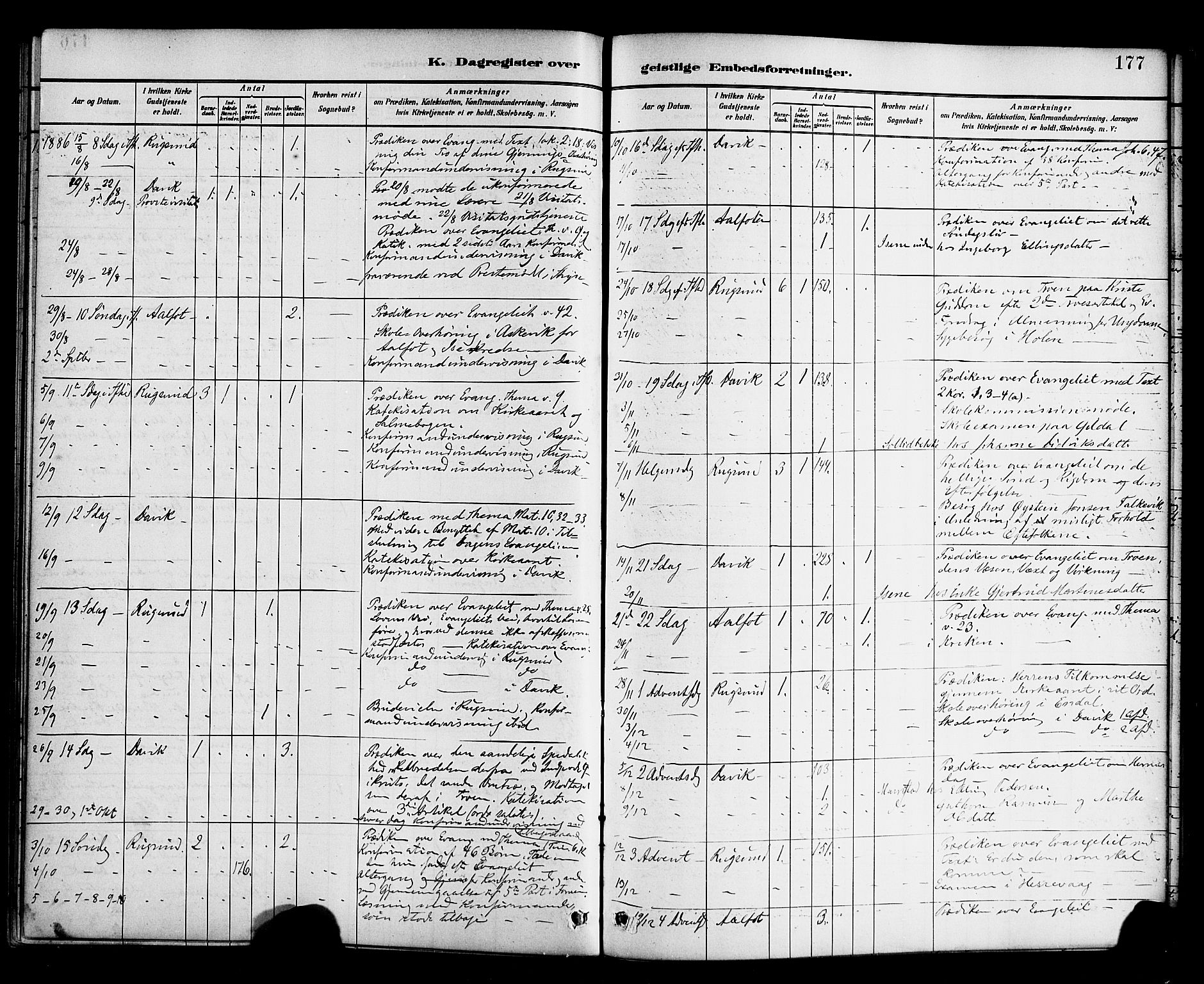 Davik sokneprestembete, AV/SAB-A-79701/H/Haa/Haab/L0001: Parish register (official) no. B 1, 1882-1900, p. 177