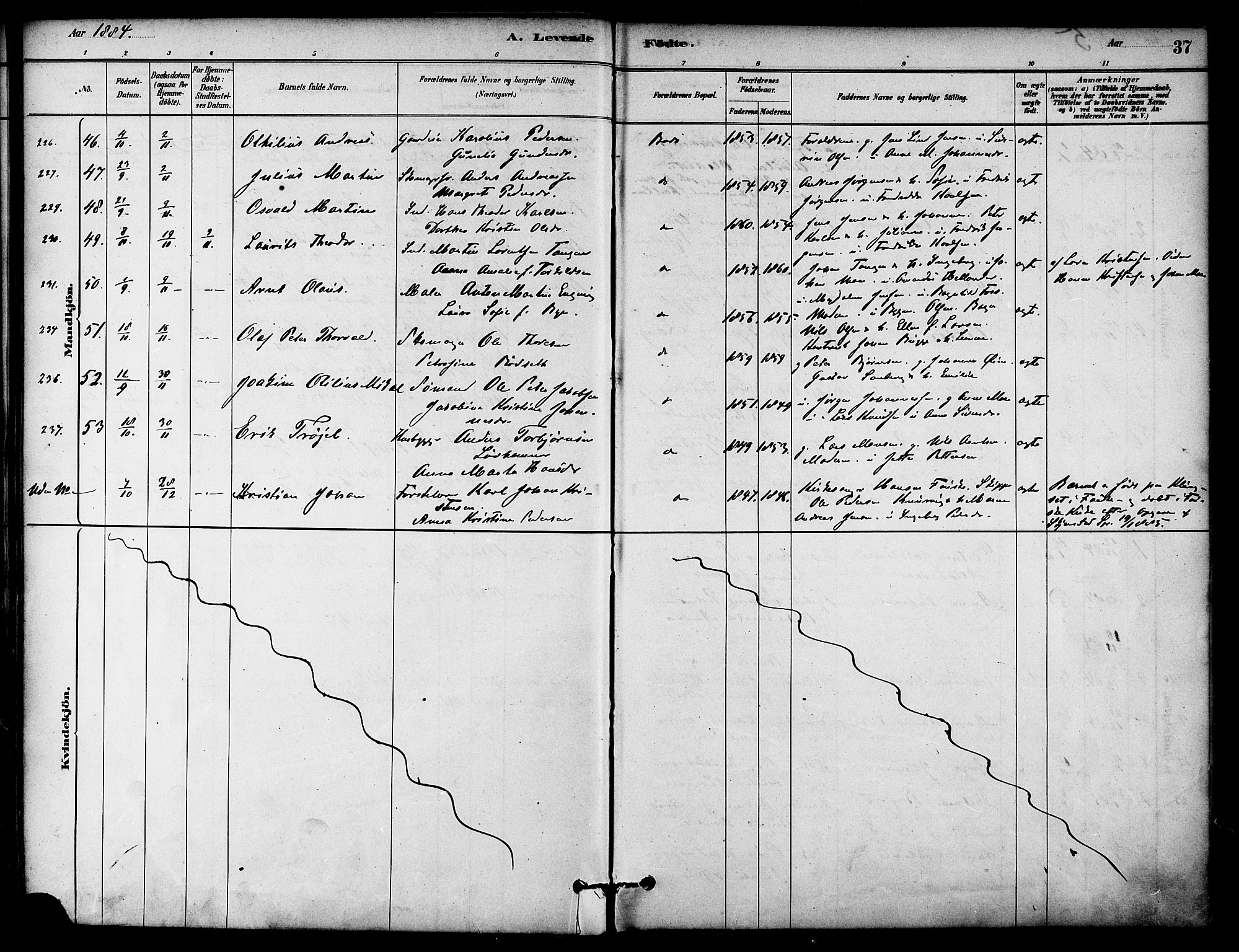 Ministerialprotokoller, klokkerbøker og fødselsregistre - Nordland, AV/SAT-A-1459/801/L0030: Parish register (copy) no. 801C05, 1879-1887, p. 37