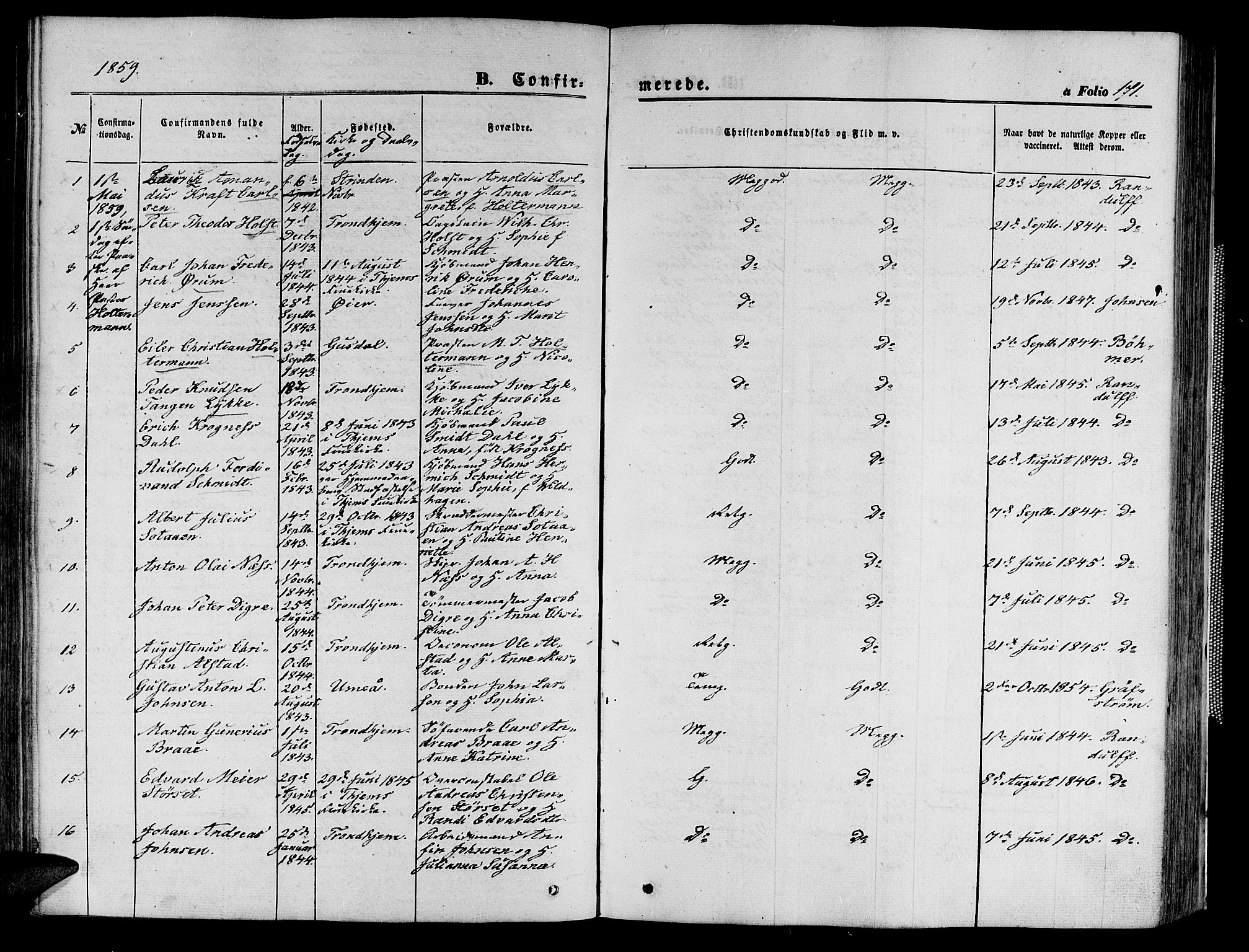 Ministerialprotokoller, klokkerbøker og fødselsregistre - Sør-Trøndelag, SAT/A-1456/602/L0139: Parish register (copy) no. 602C07, 1859-1864, p. 171