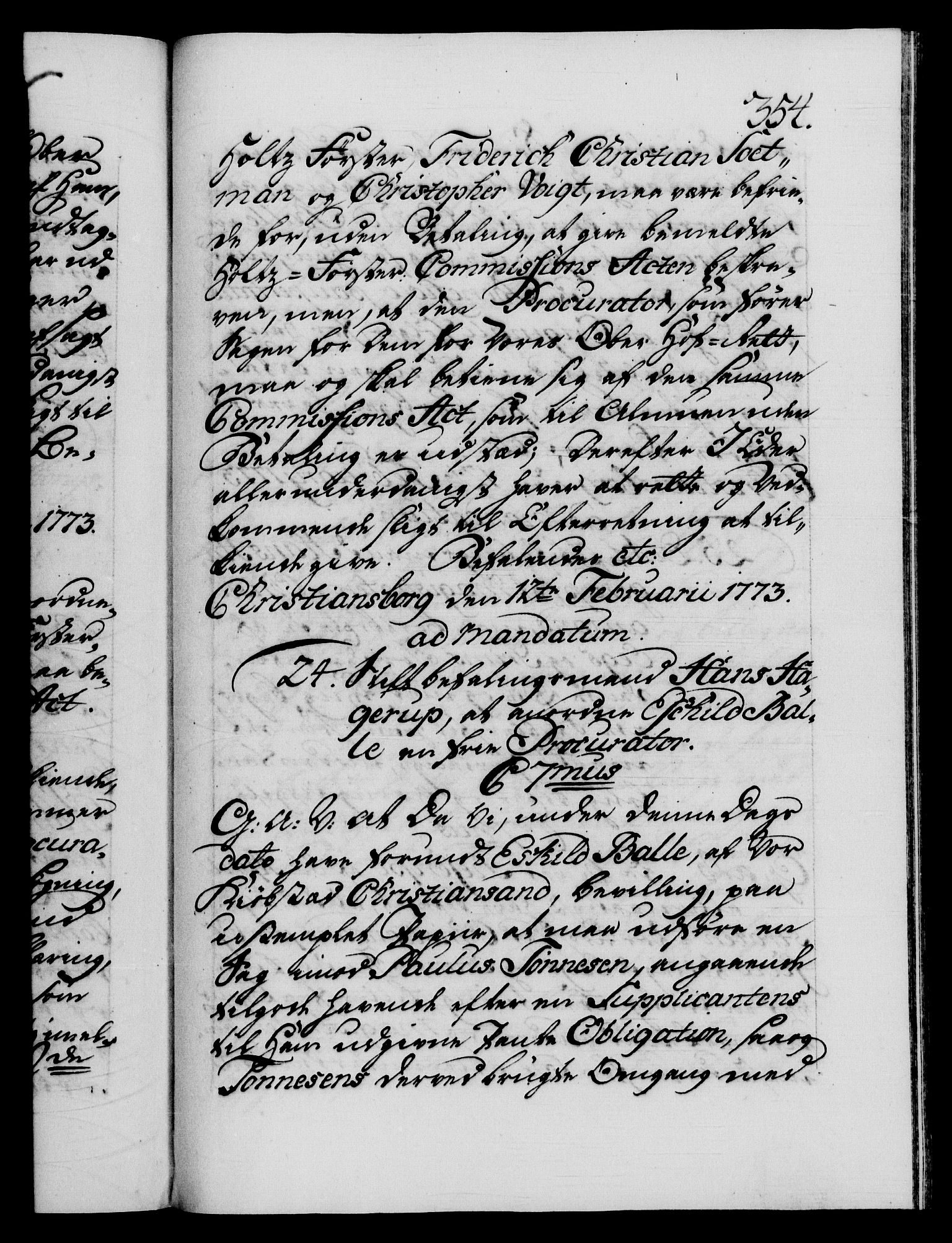 Danske Kanselli 1572-1799, AV/RA-EA-3023/F/Fc/Fca/Fcab/L0040: Norske tegnelser "Norske eller 3. depts. missiver", 1771-1773, p. 354a