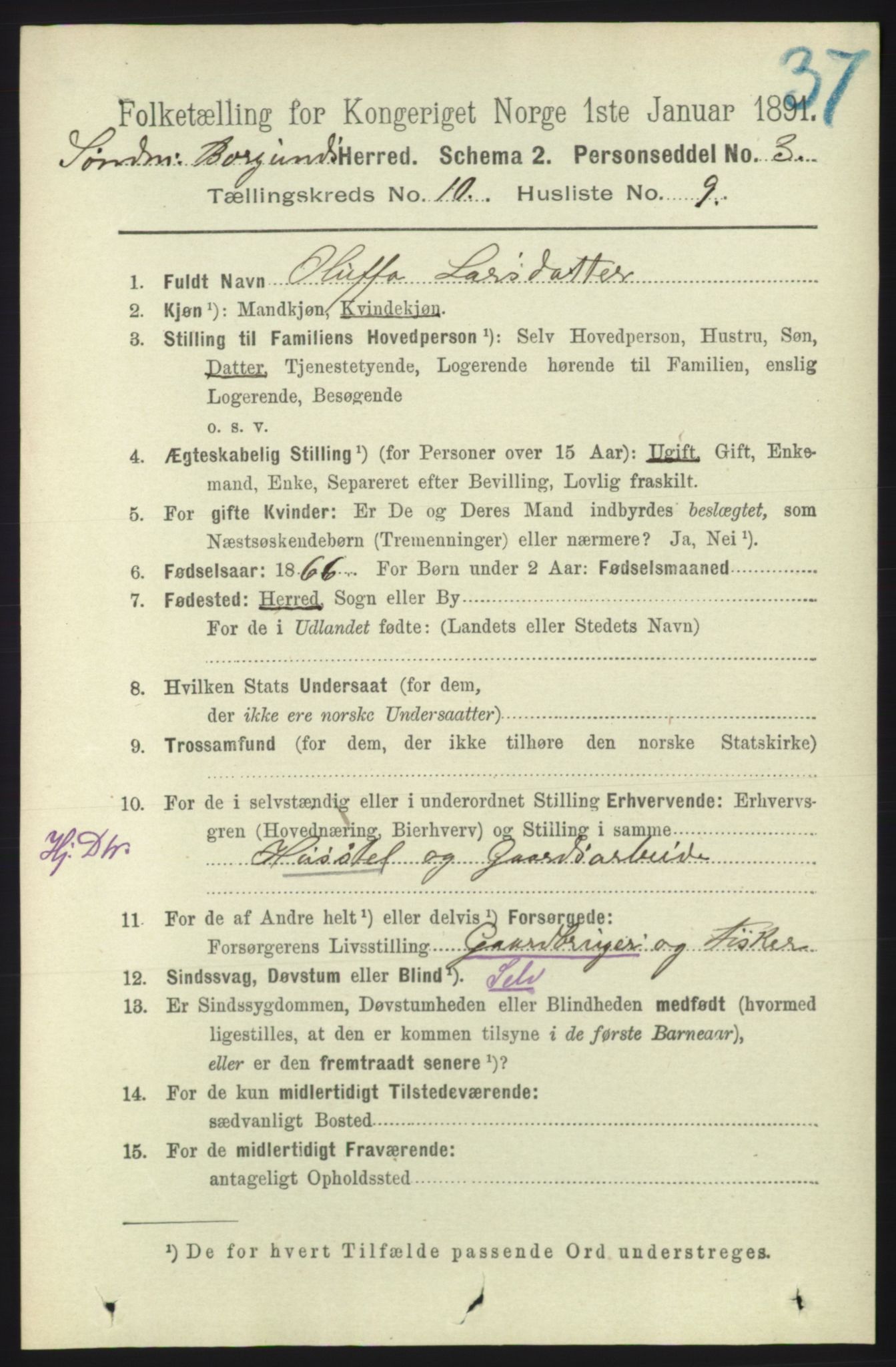 RA, 1891 census for 1531 Borgund, 1891, p. 2685