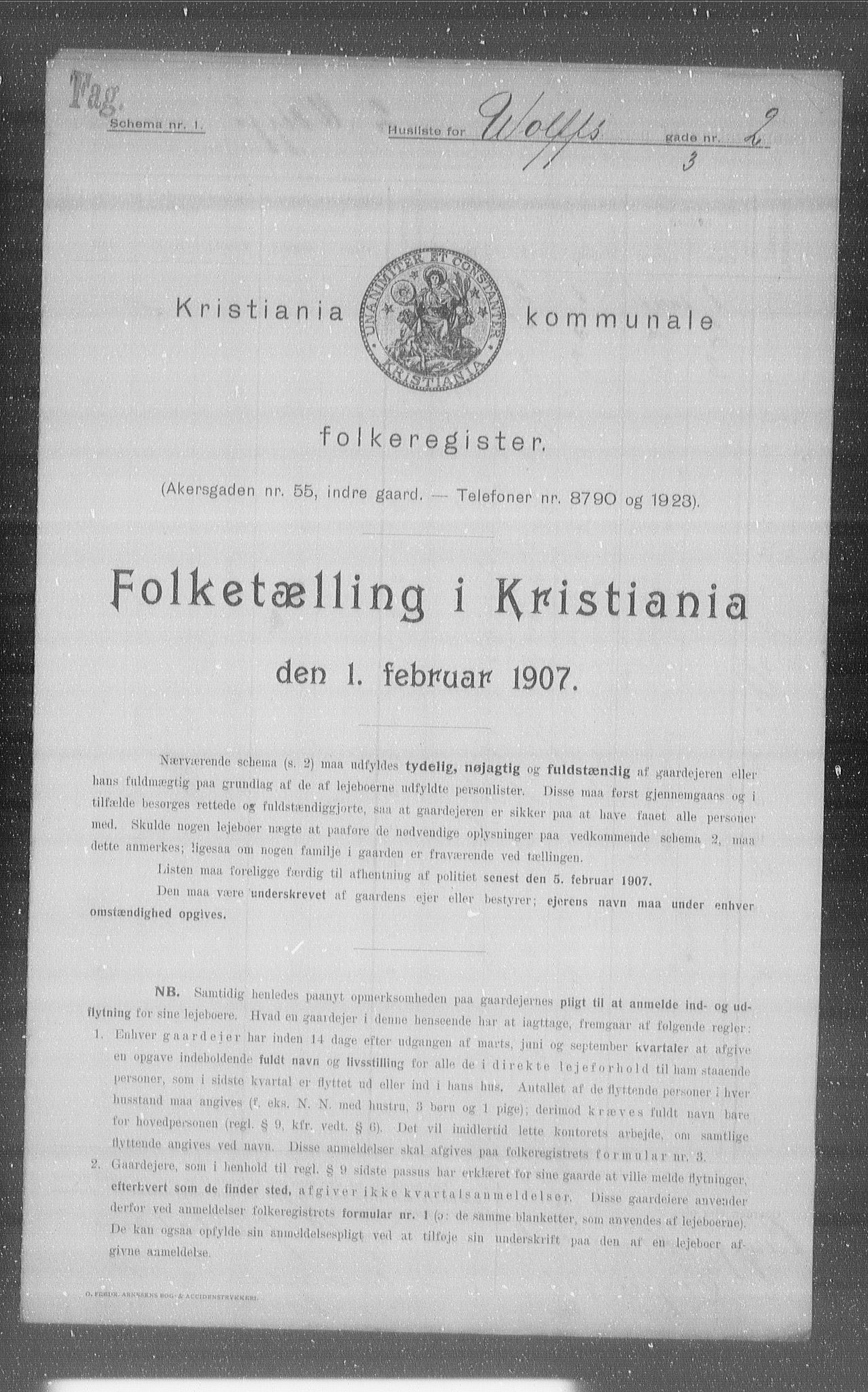 OBA, Municipal Census 1907 for Kristiania, 1907, p. 65322