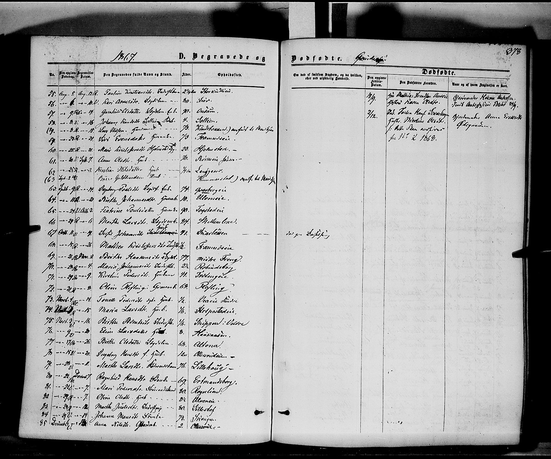 Ringsaker prestekontor, SAH/PREST-014/K/Ka/L0010: Parish register (official) no. 10, 1861-1869, p. 378
