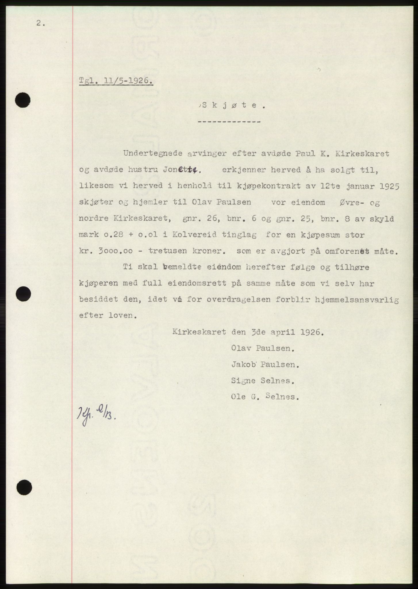 Namdal sorenskriveri, SAT/A-4133/1/2/2C: Mortgage book no. -, 1926-1930, Deed date: 11.05.1926